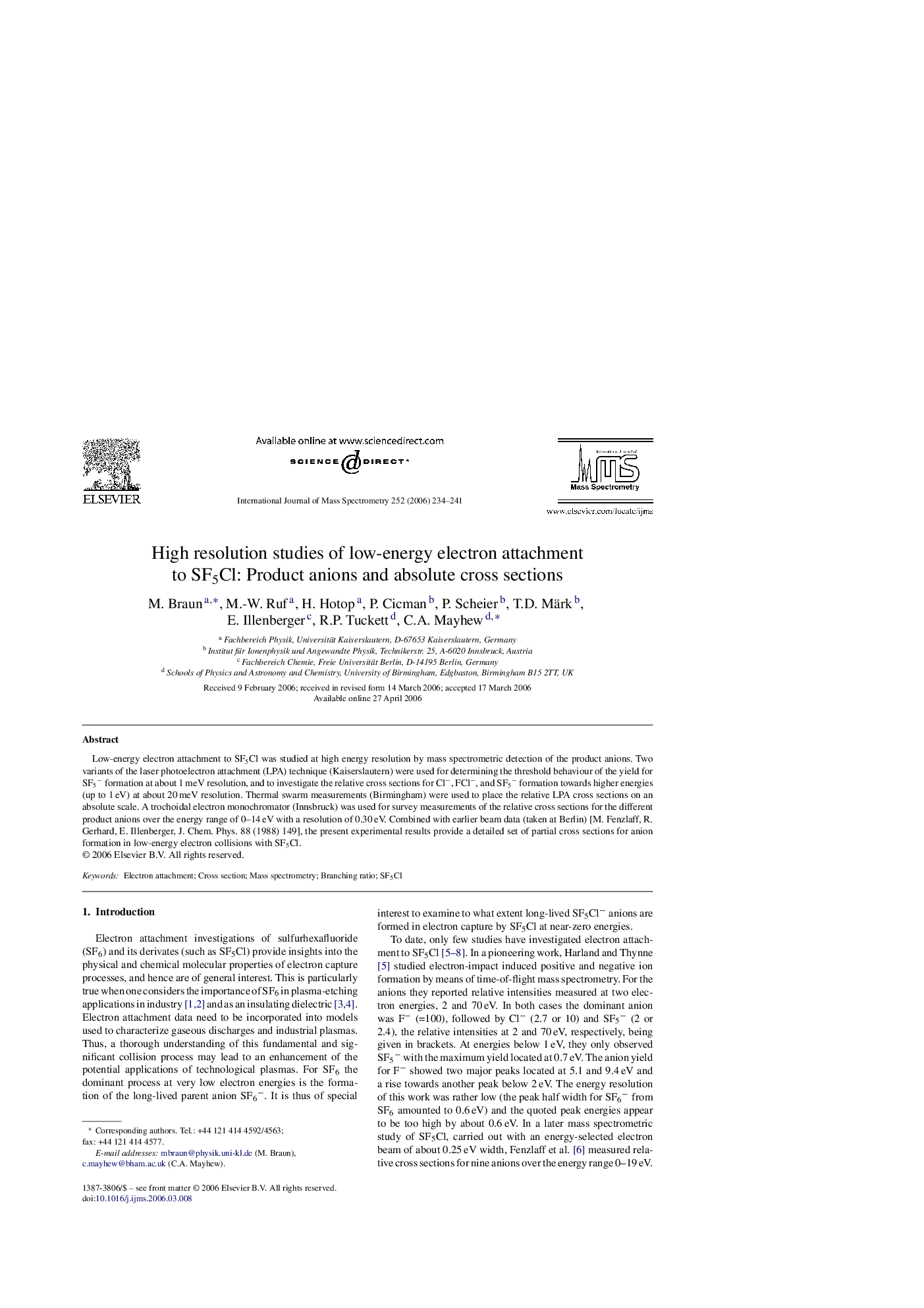 High resolution studies of low-energy electron attachment to SF5Cl: Product anions and absolute cross sections