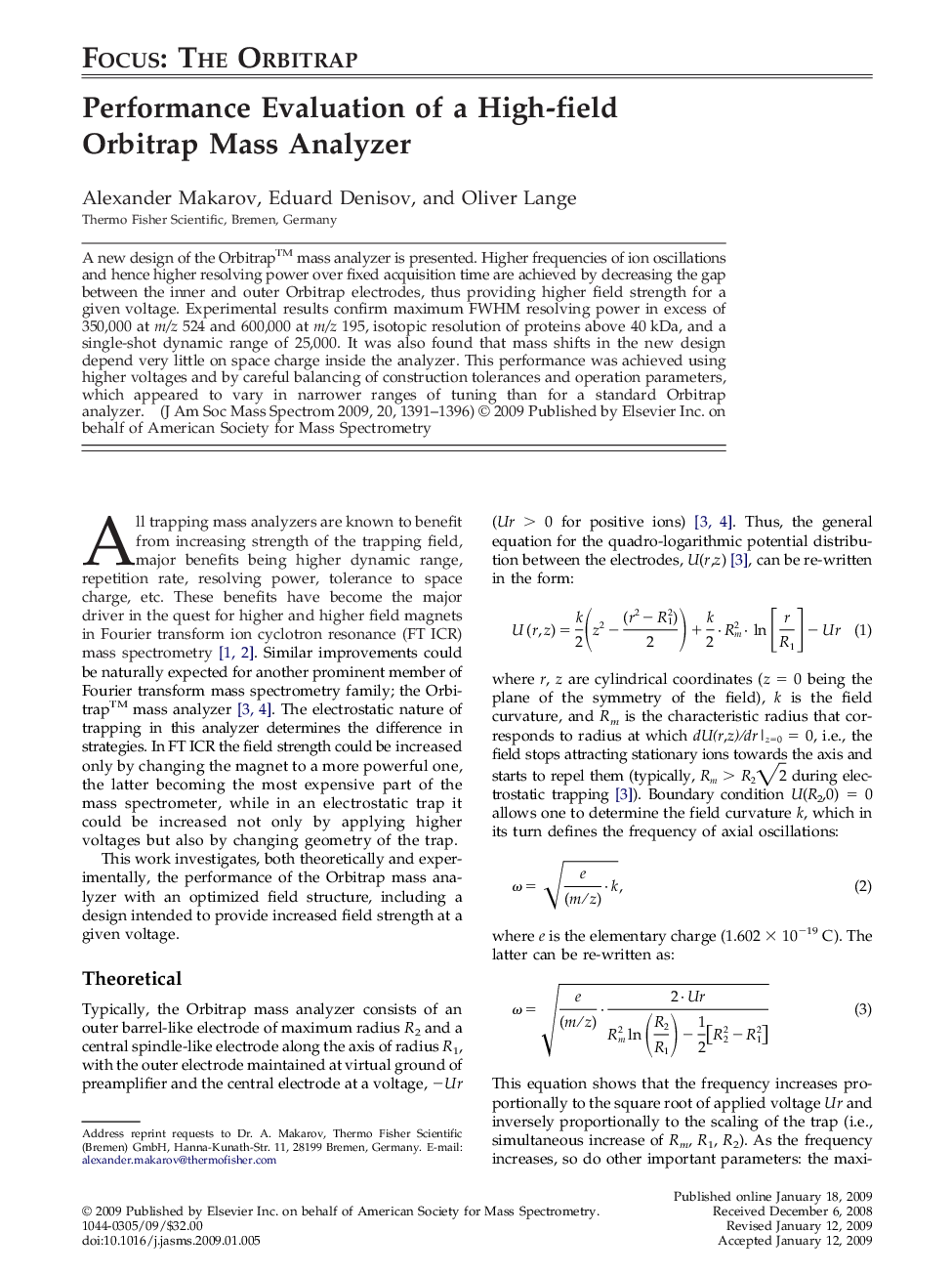 Performance Evaluation of a High-field Orbitrap Mass Analyzer 