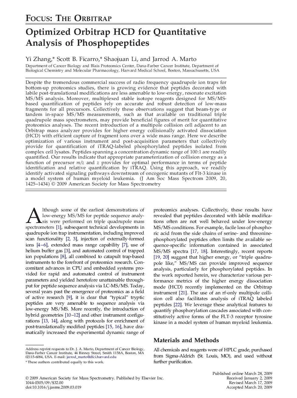 Optimized Orbitrap HCD for Quantitative Analysis of Phosphopeptides 