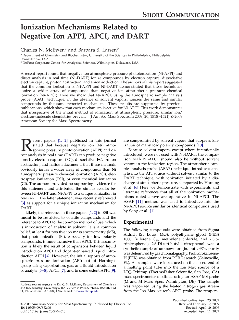 Ionization Mechanisms Related to Negative Ion APPI, APCI, and DART 