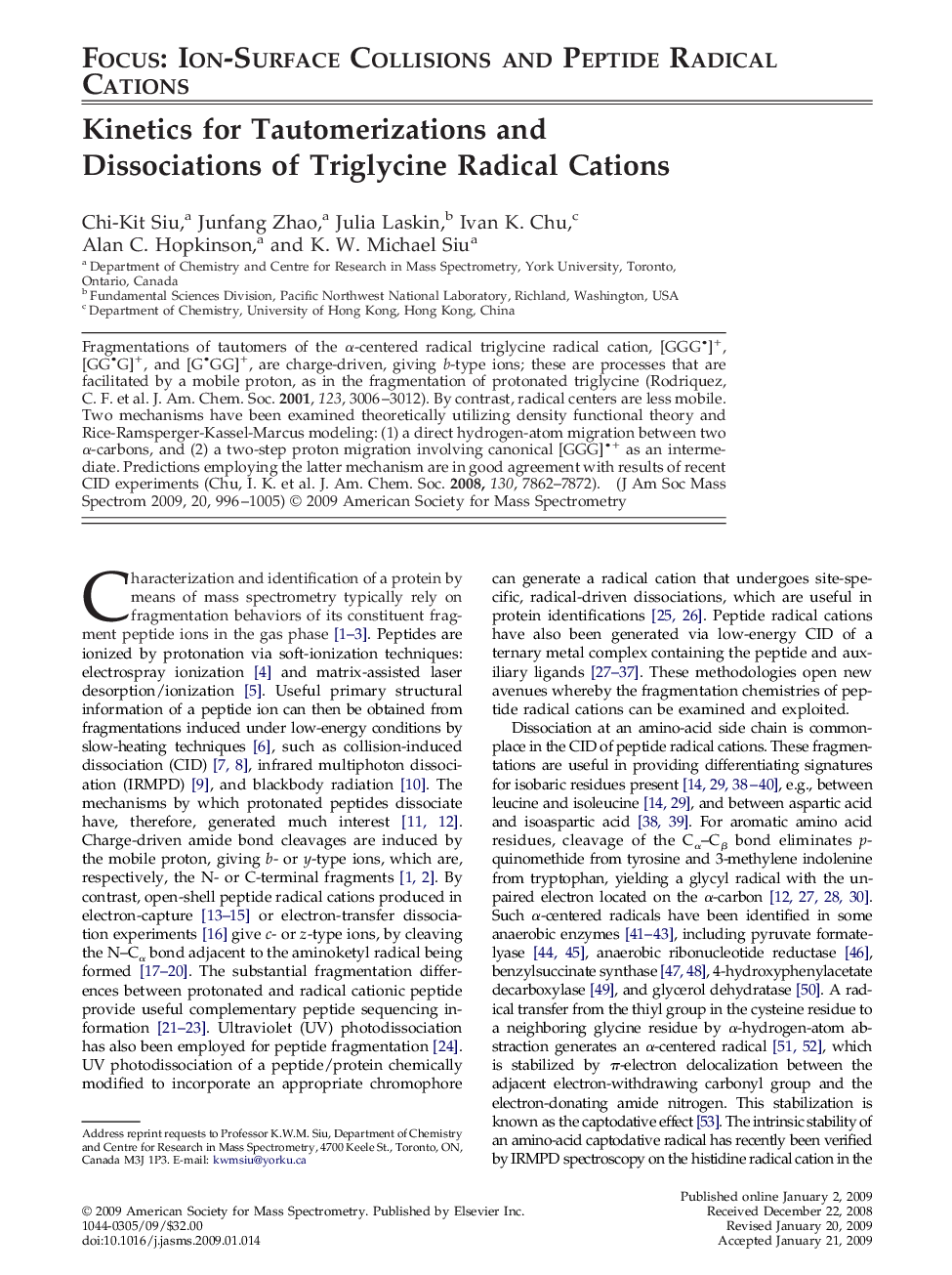 Kinetics for Tautomerizations and Dissociations of Triglycine Radical Cations 