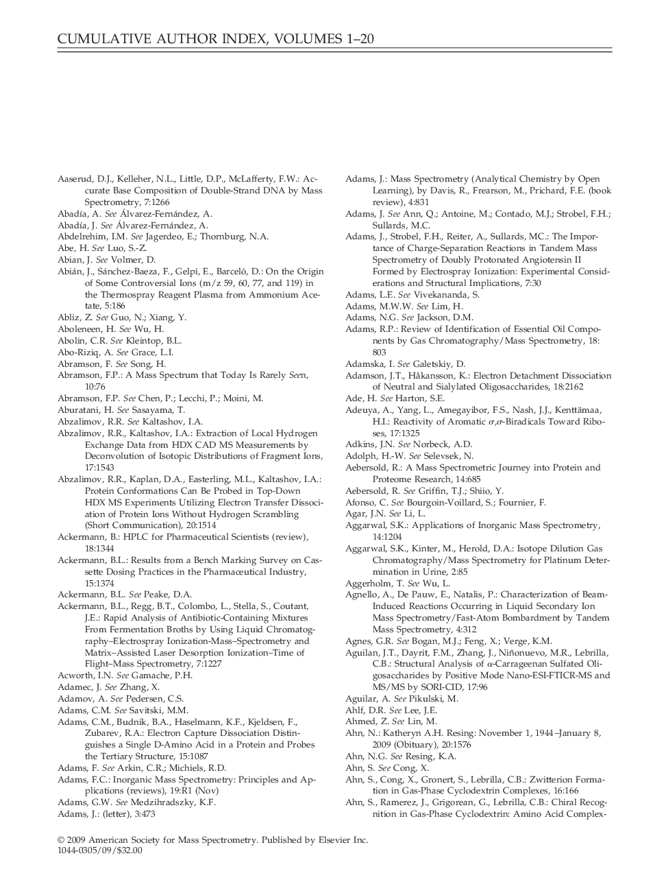 Cumulative Author Index, Volumes 1-20