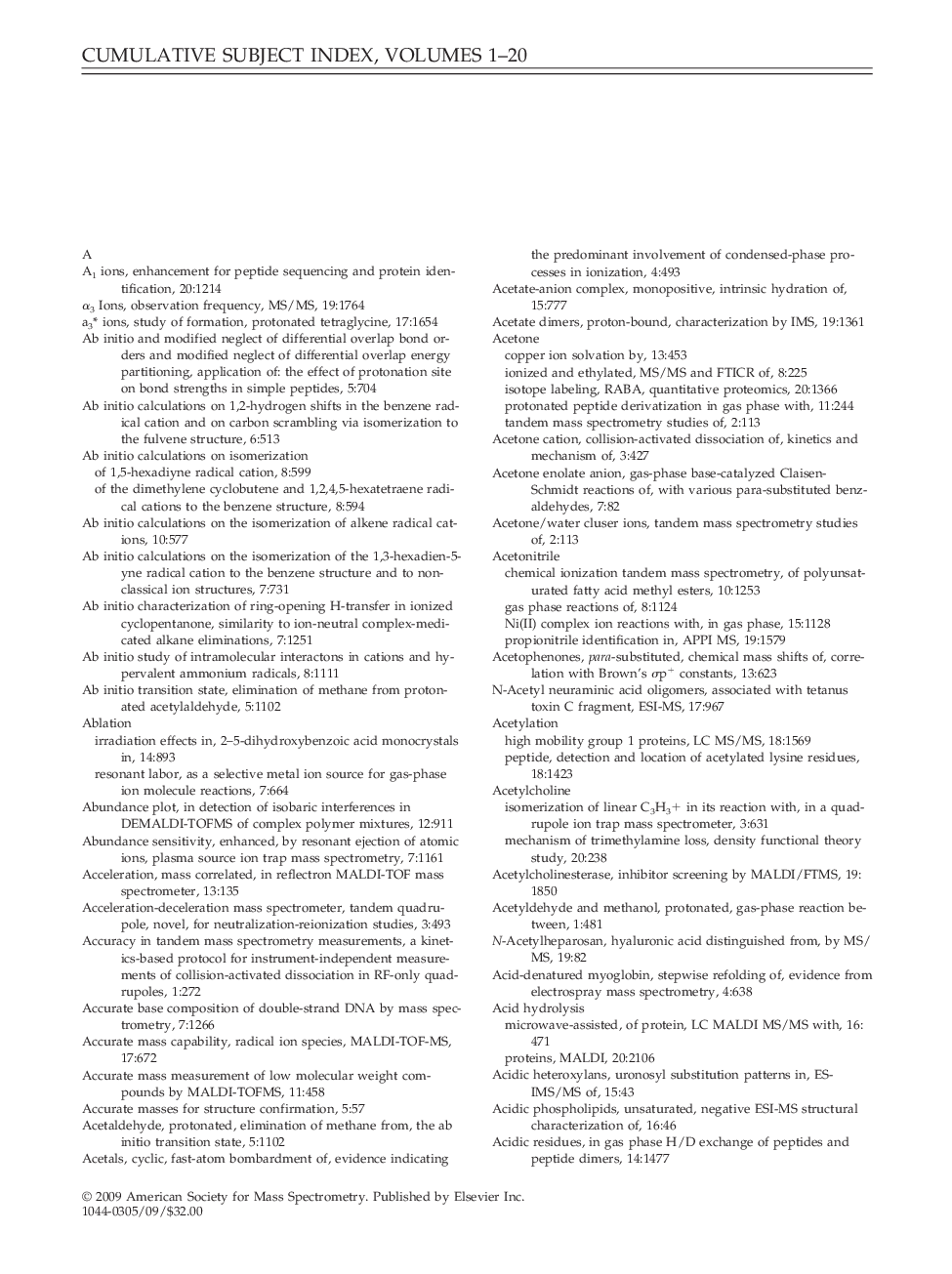 Cumulative Subject Index, Volumes 1-20