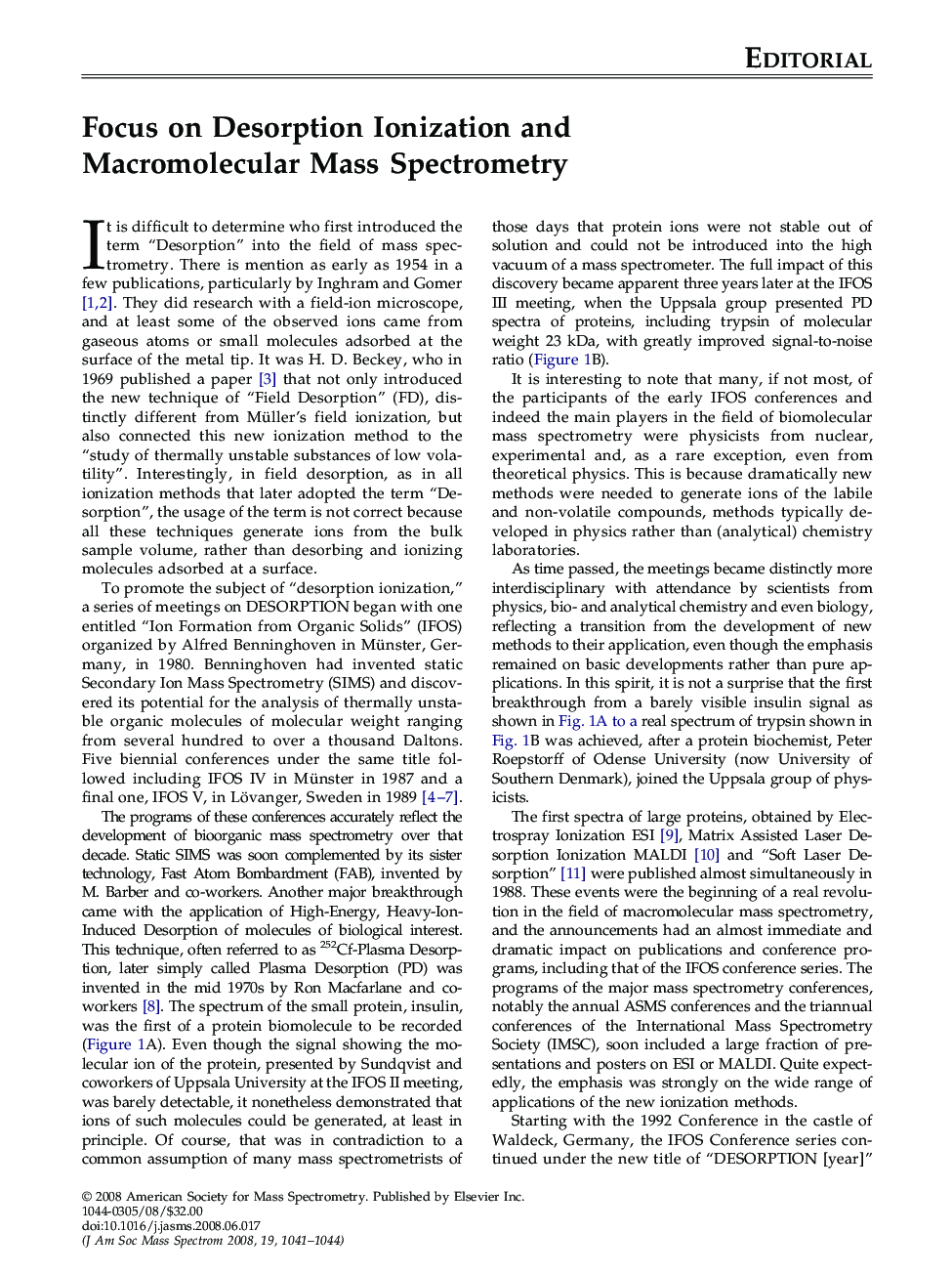 Focus on Desorption Ionization and Macromolecular Mass Spectrometry