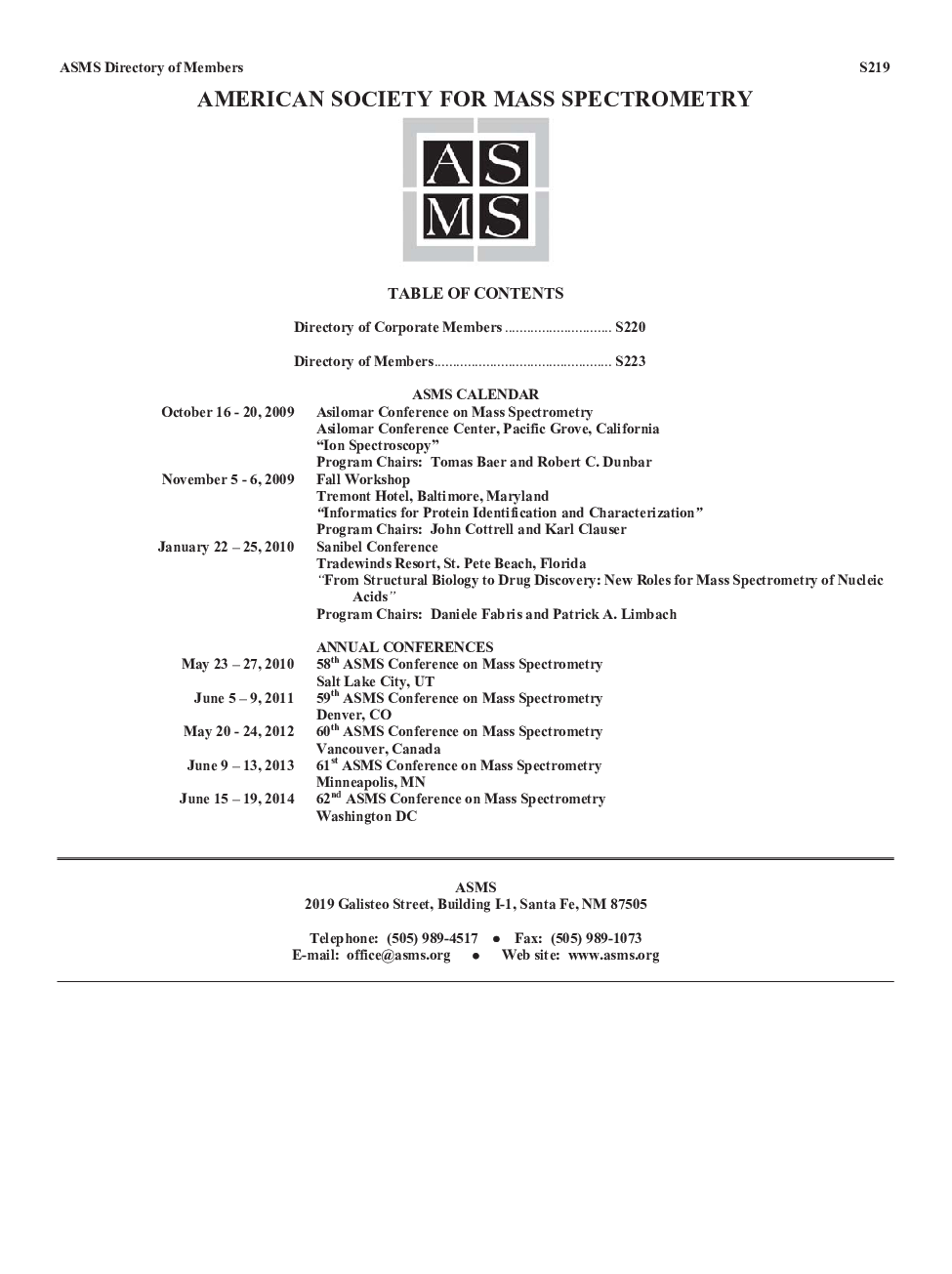 ASMS Directory of Members Pages 219-222