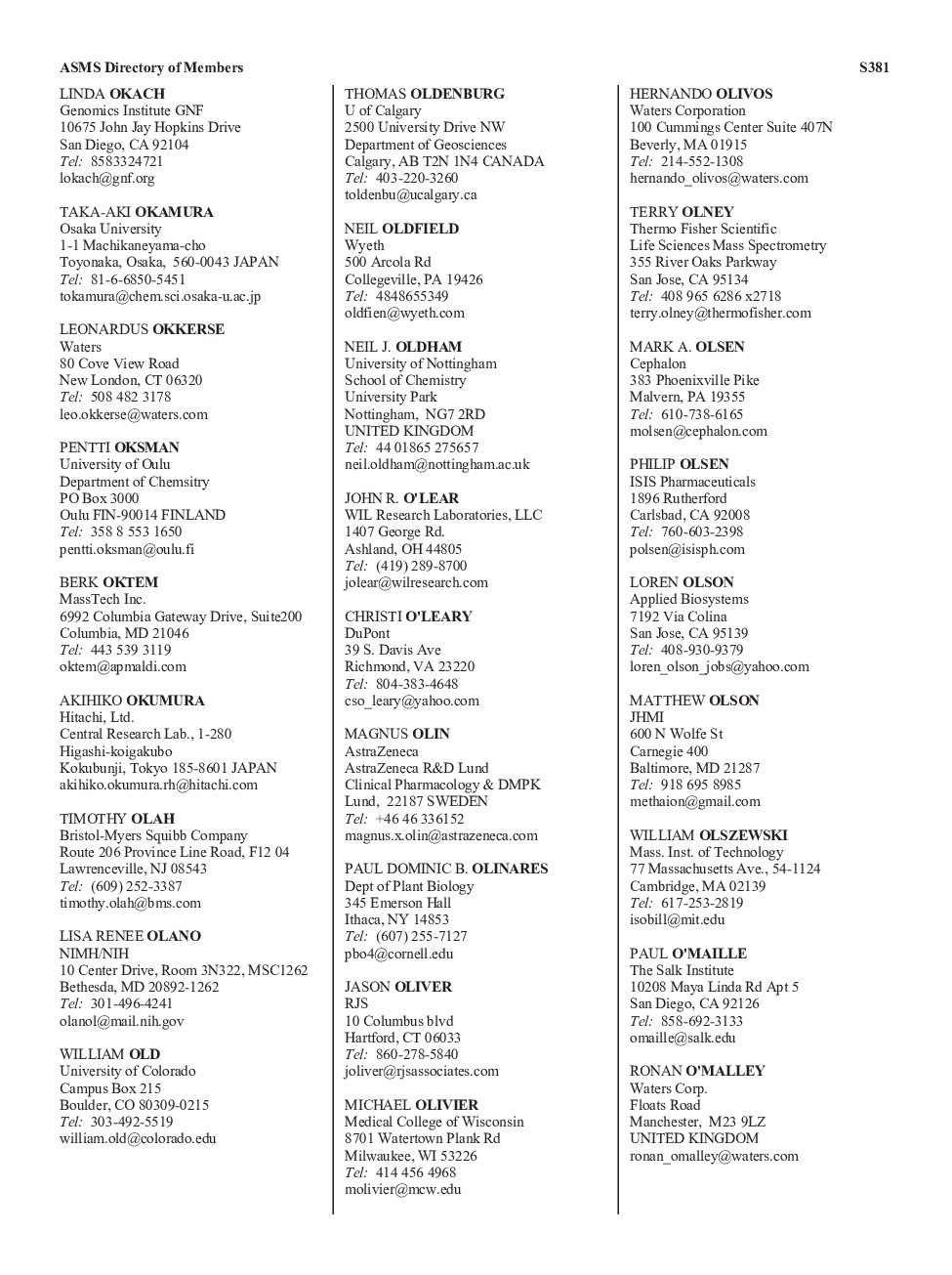 ASMS Directory of Members Pages 381-476