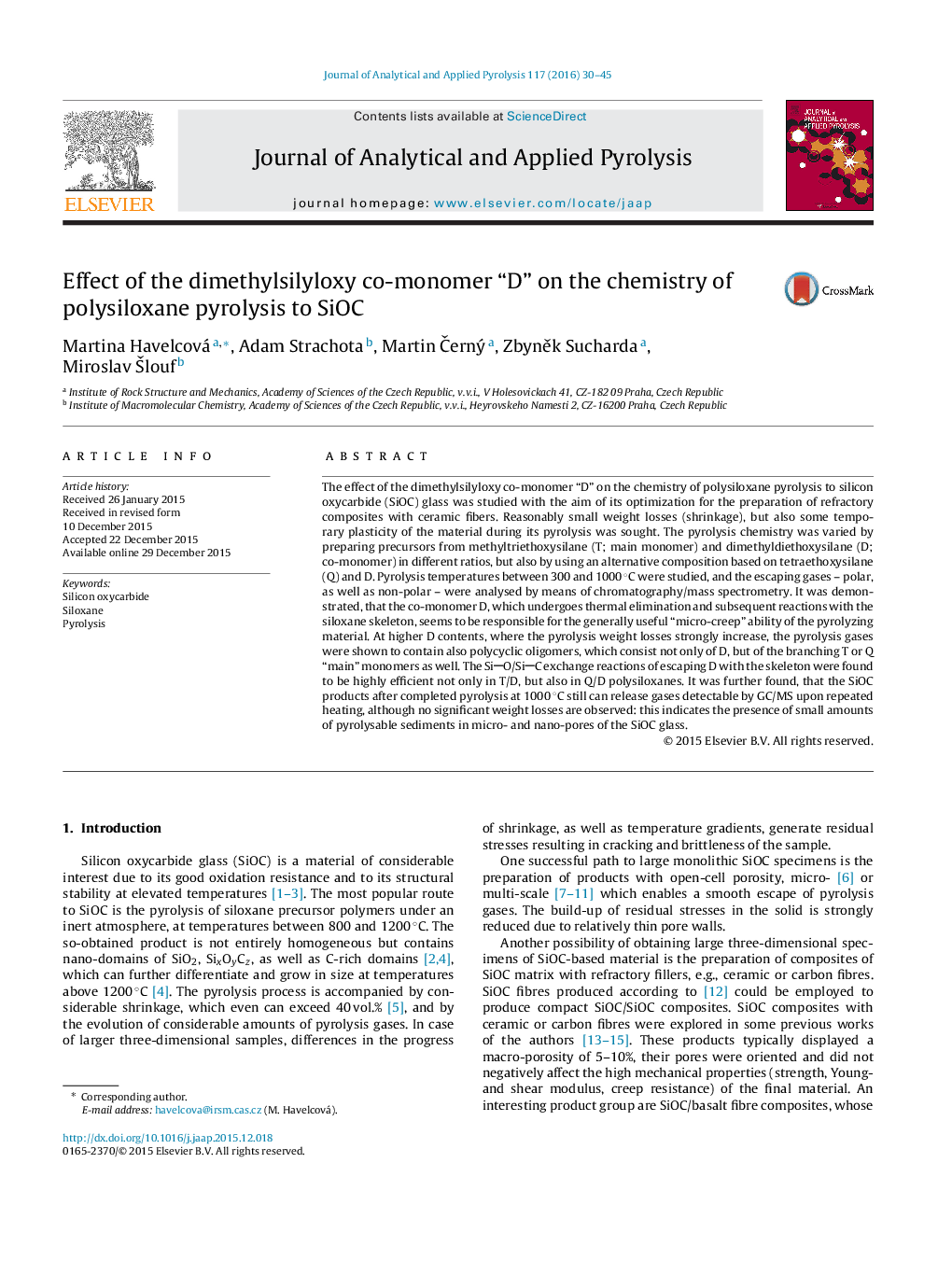 Effect of the dimethylsilyloxy co-monomer “D” on the chemistry of polysiloxane pyrolysis to SiOC