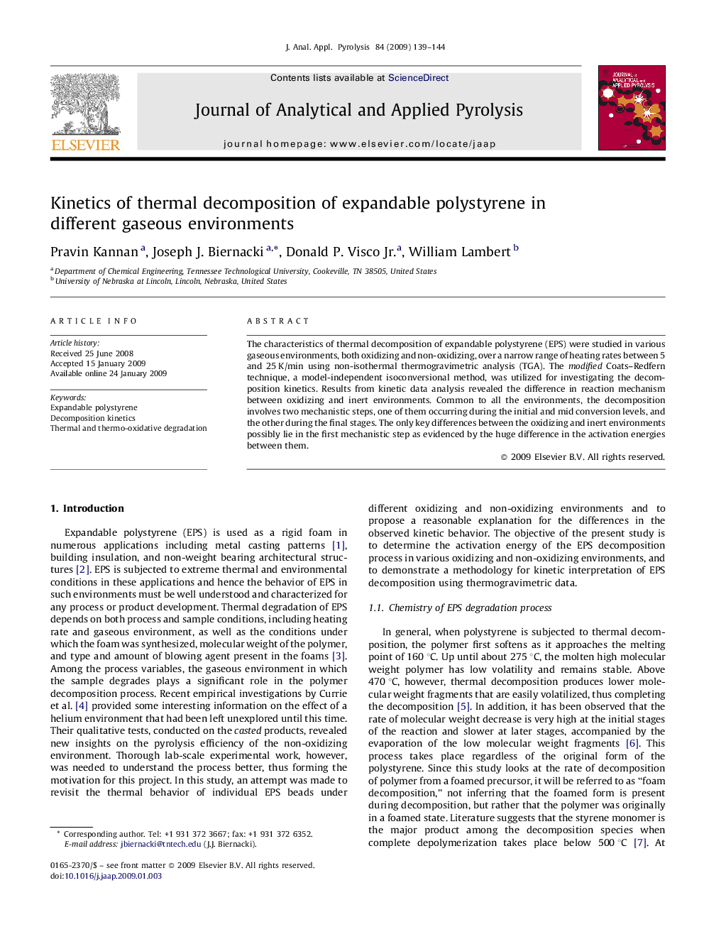 Kinetics of thermal decomposition of expandable polystyrene in different gaseous environments