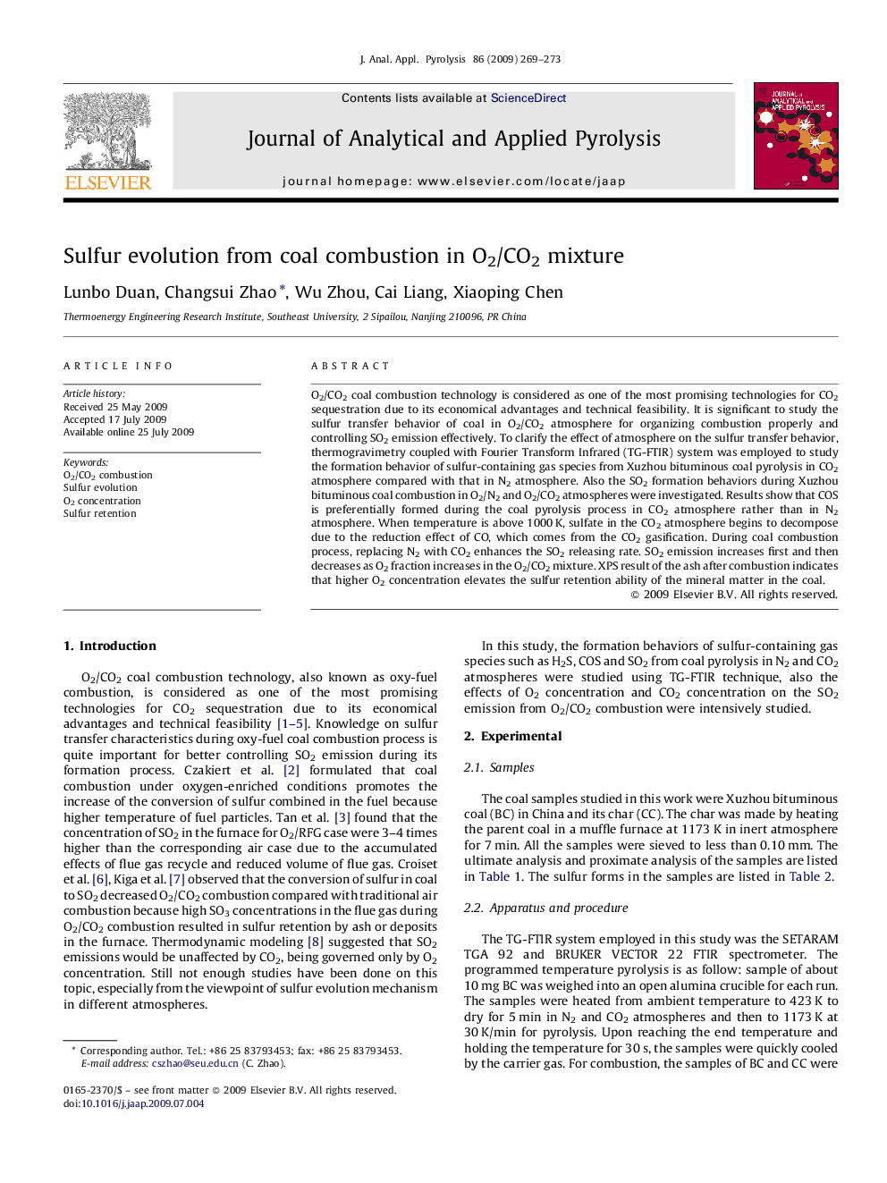 Sulfur evolution from coal combustion in O2/CO2 mixture