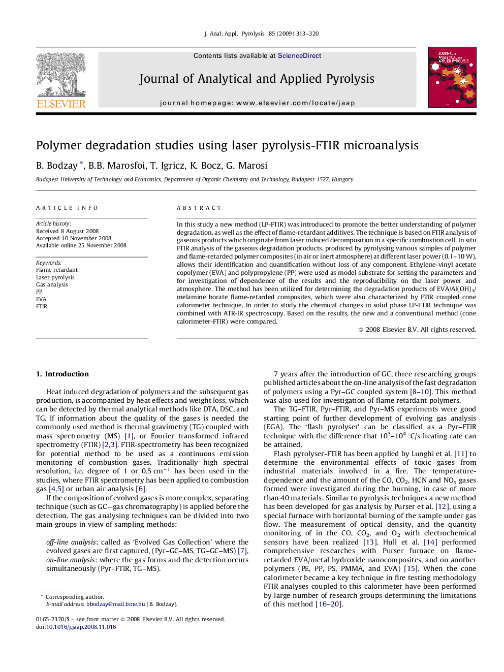 Polymer degradation studies using laser pyrolysis-FTIR microanalysis