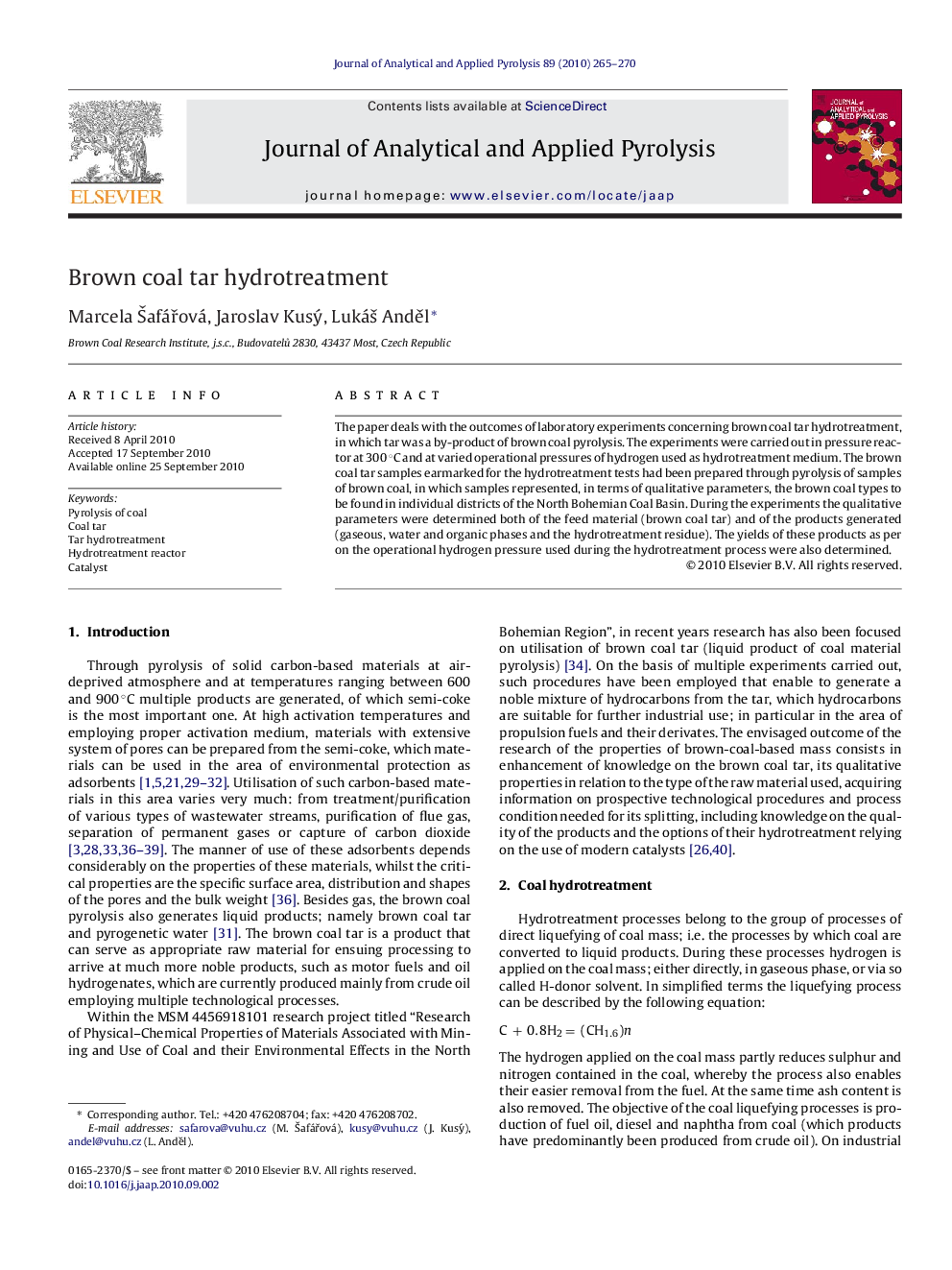 Brown coal tar hydrotreatment