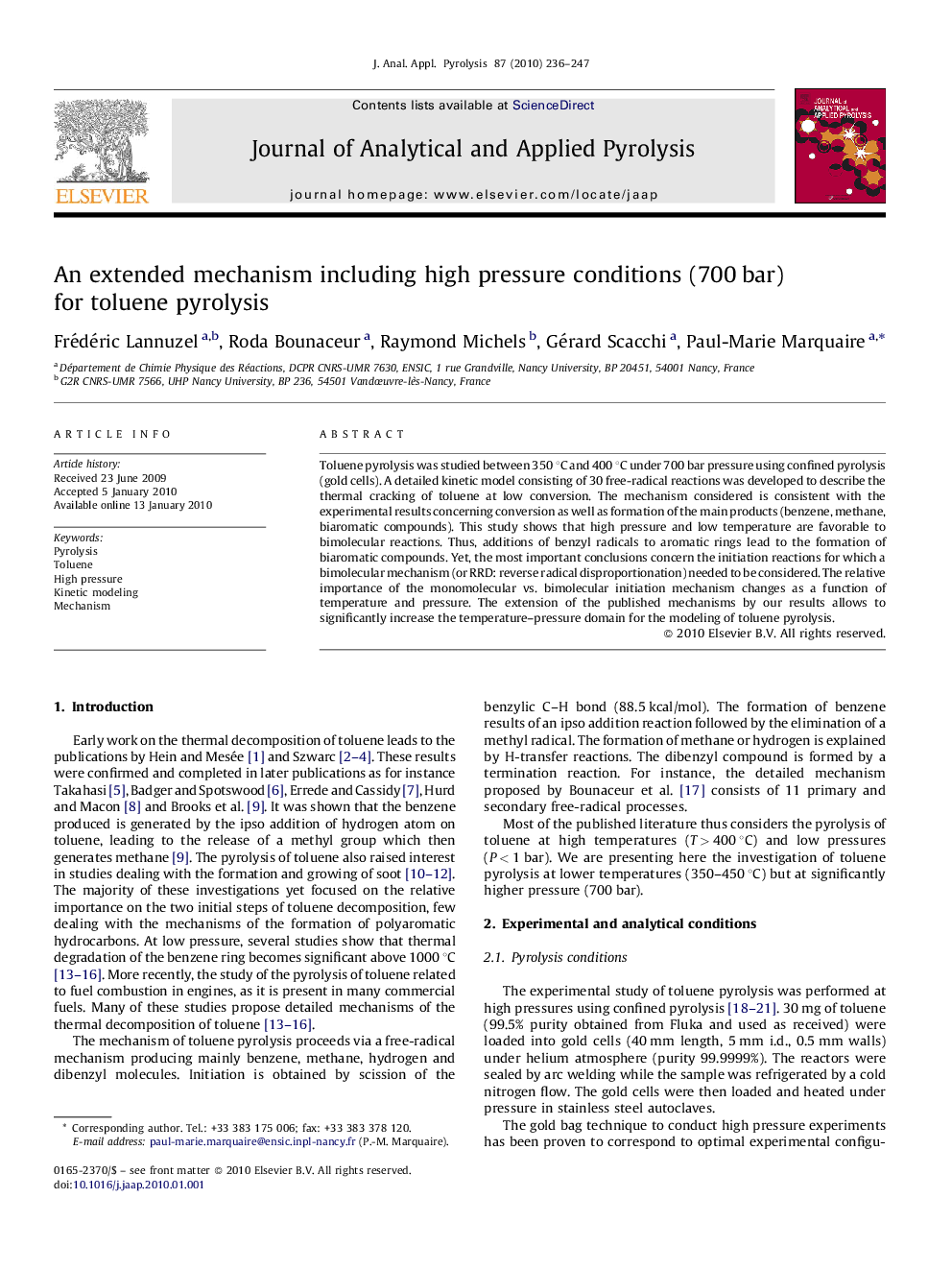 An extended mechanism including high pressure conditions (700 bar) for toluene pyrolysis