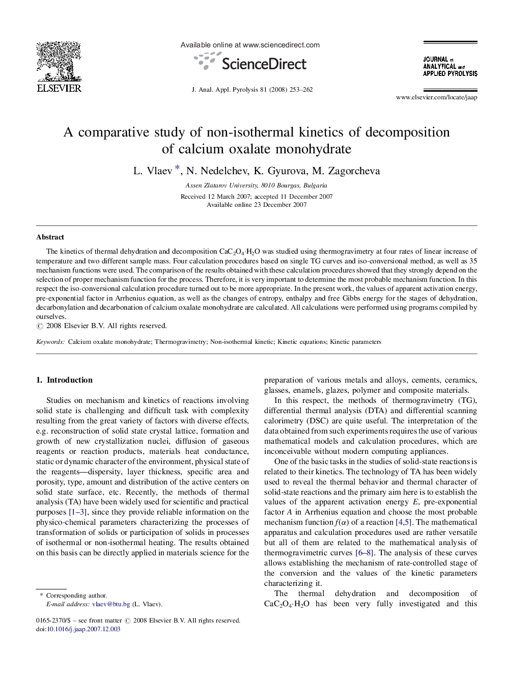 A comparative study of non-isothermal kinetics of decomposition of calcium oxalate monohydrate