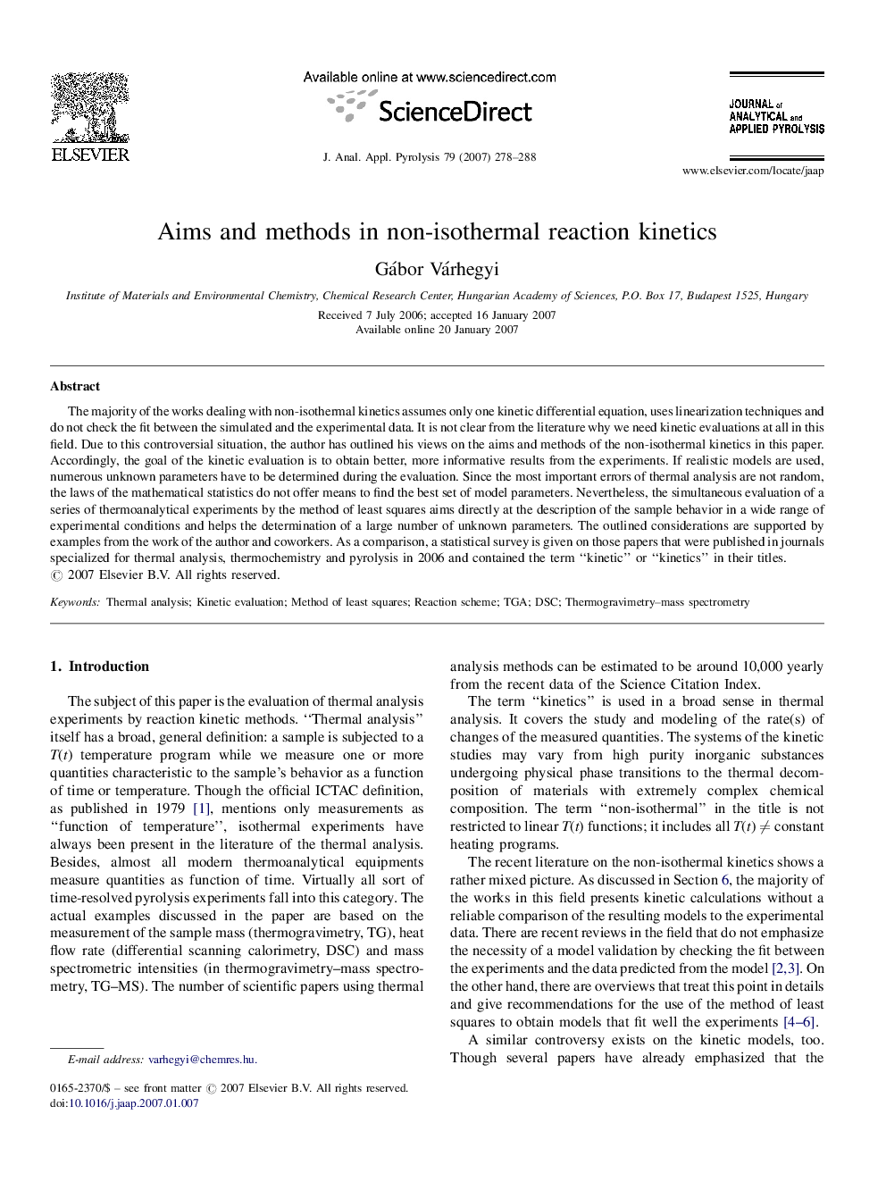 Aims and methods in non-isothermal reaction kinetics