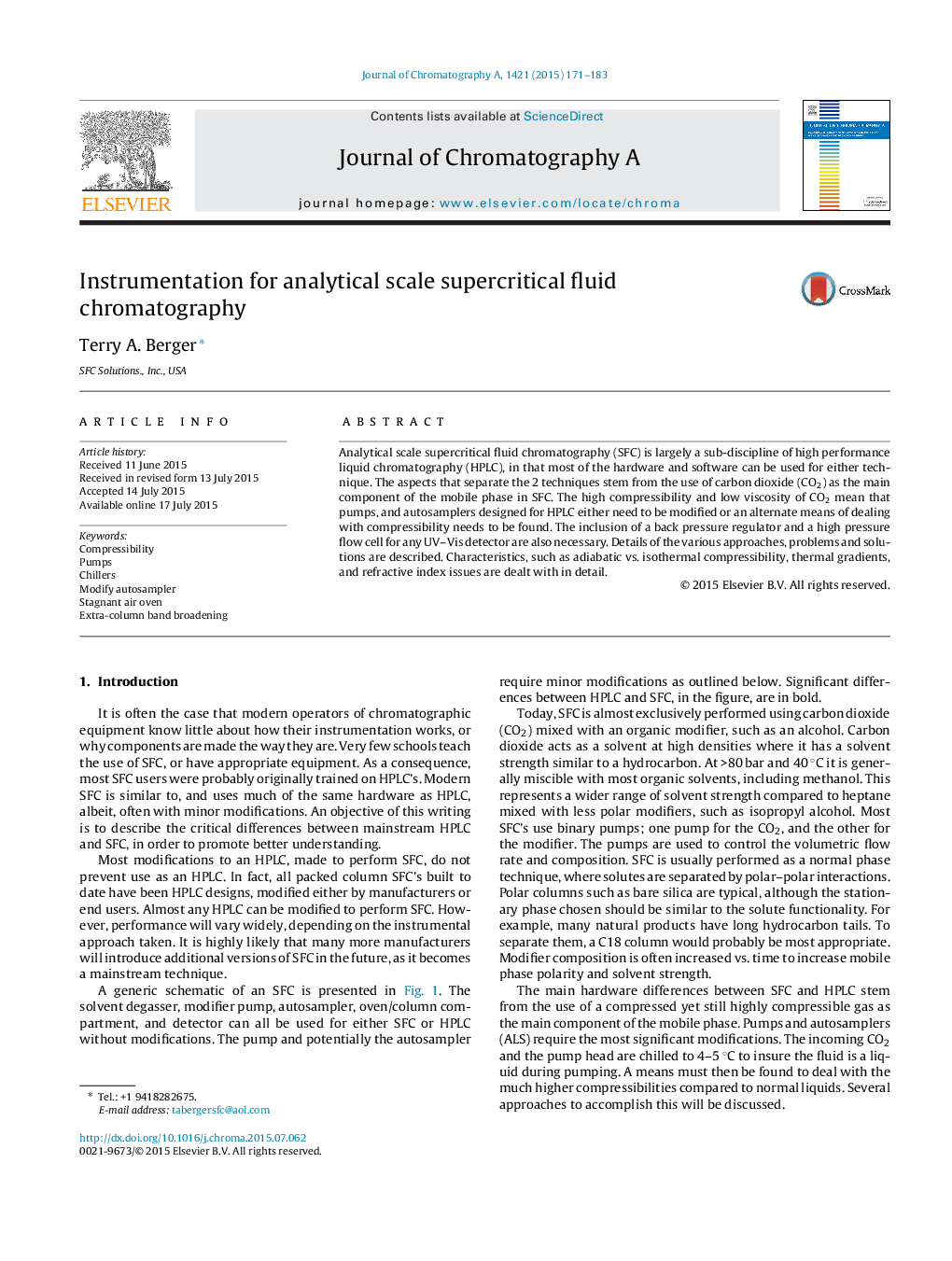 Instrumentation for analytical scale supercritical fluid chromatography