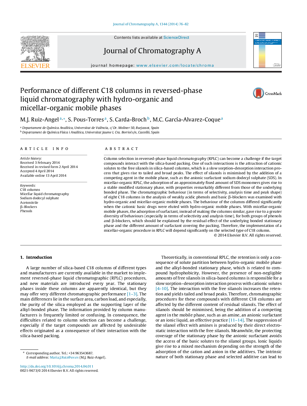 Performance of different C18 columns in reversed-phase liquid chromatography with hydro-organic and micellar-organic mobile phases