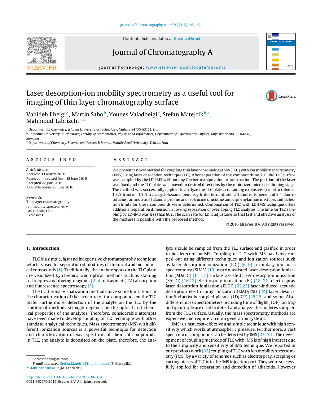 Laser desorption-ion mobility spectrometry as a useful tool for imaging of thin layer chromatography surface