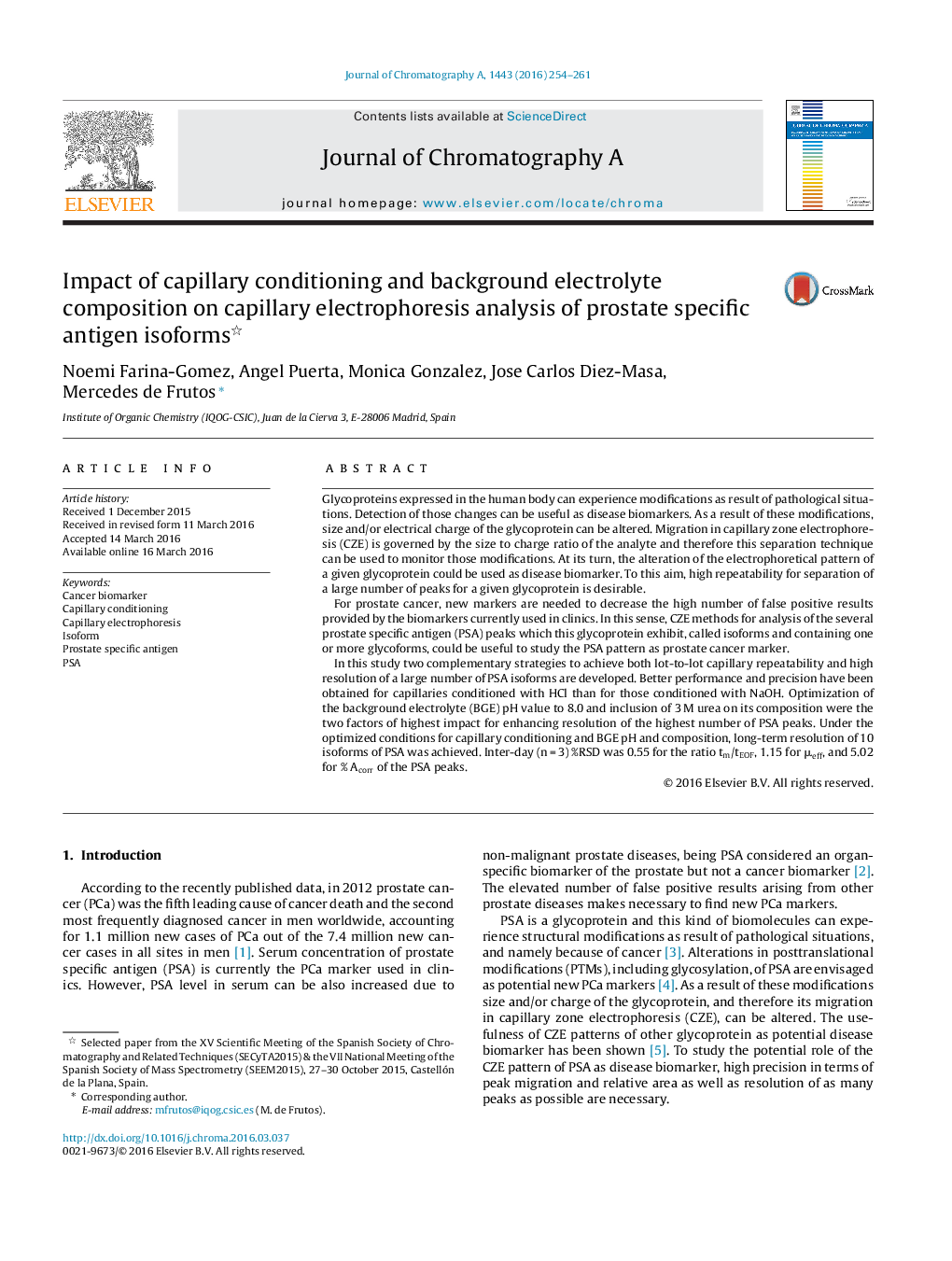 Impact of capillary conditioning and background electrolyte composition on capillary electrophoresis analysis of prostate specific antigen isoforms 