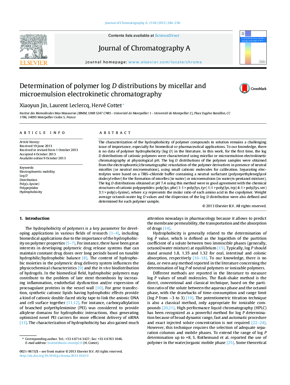 Determination of polymer log D distributions by micellar and microemulsion electrokinetic chromatography