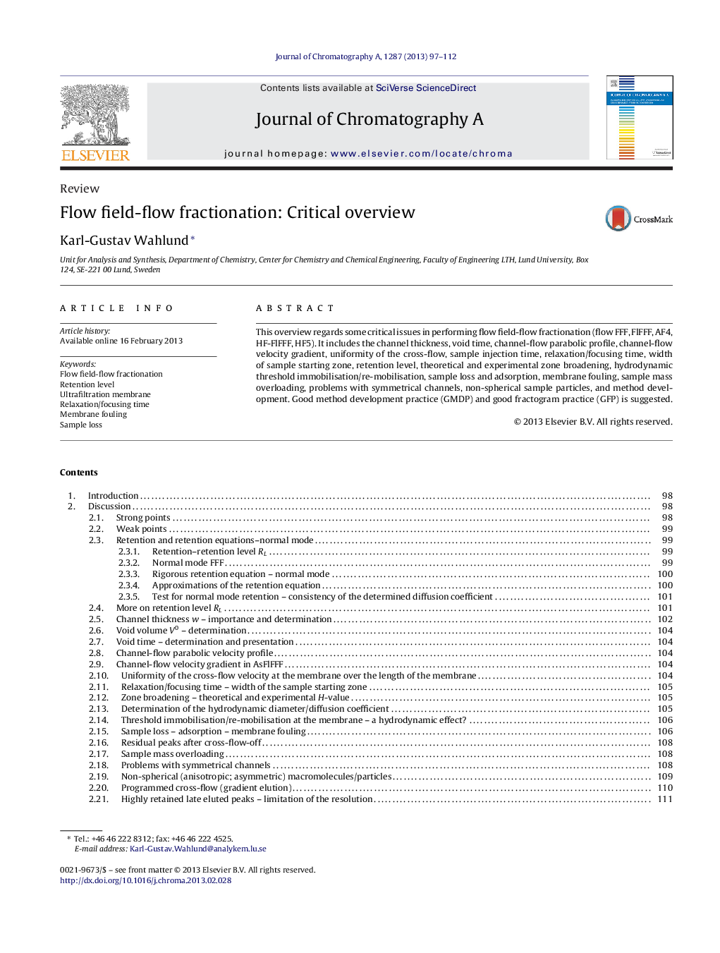 Flow field-flow fractionation: Critical overview