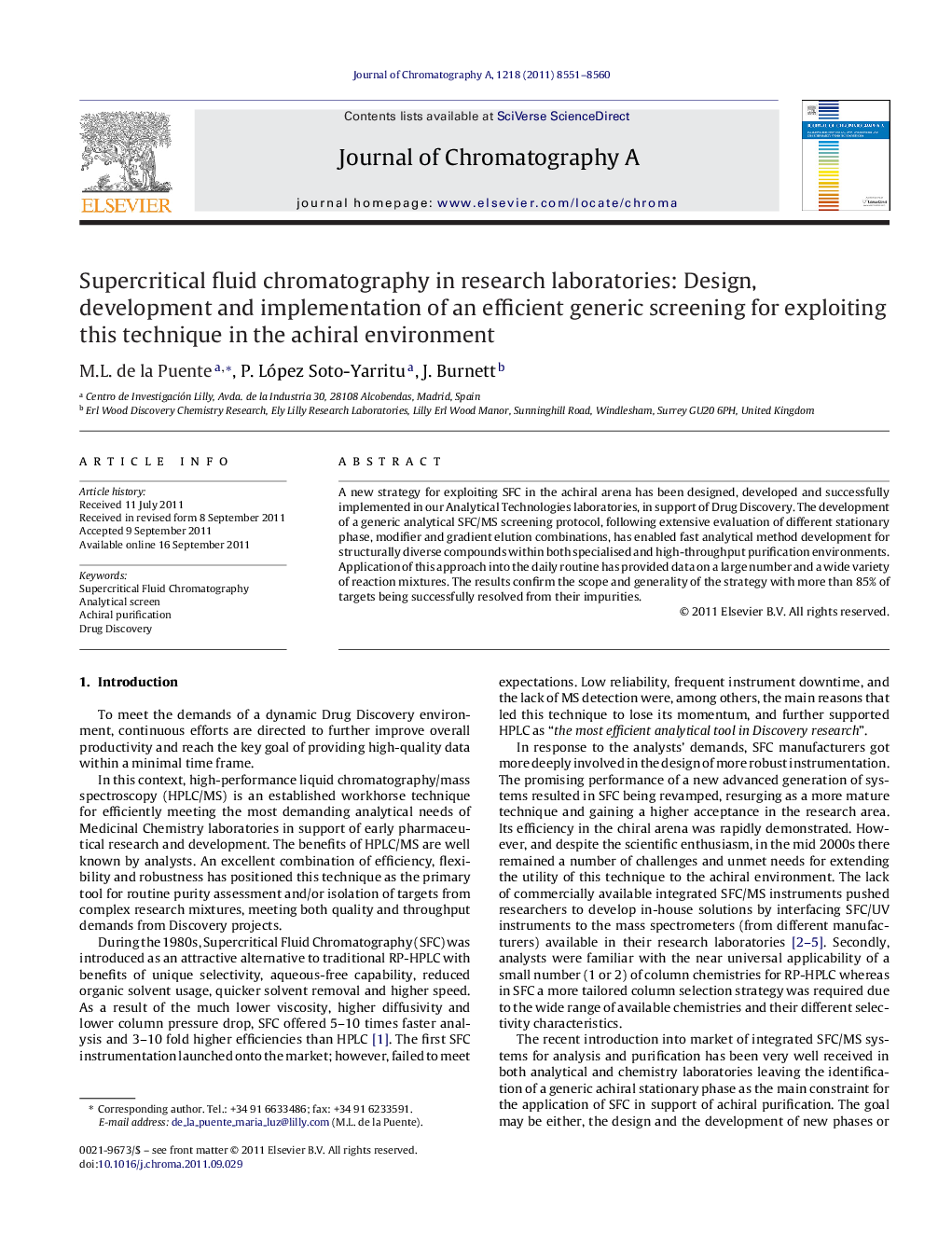 Supercritical fluid chromatography in research laboratories: Design, development and implementation of an efficient generic screening for exploiting this technique in the achiral environment