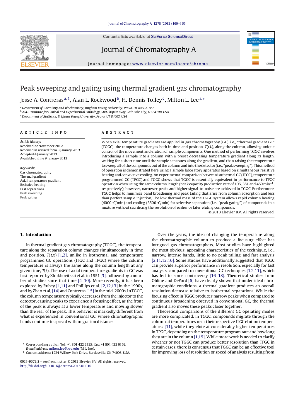 Peak sweeping and gating using thermal gradient gas chromatography