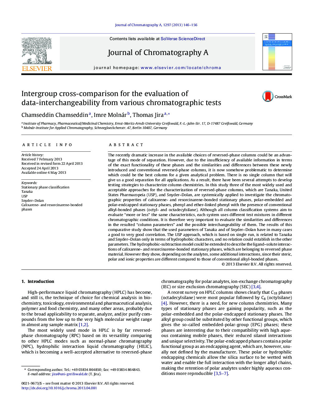 Intergroup cross-comparison for the evaluation of data-interchangeability from various chromatographic tests