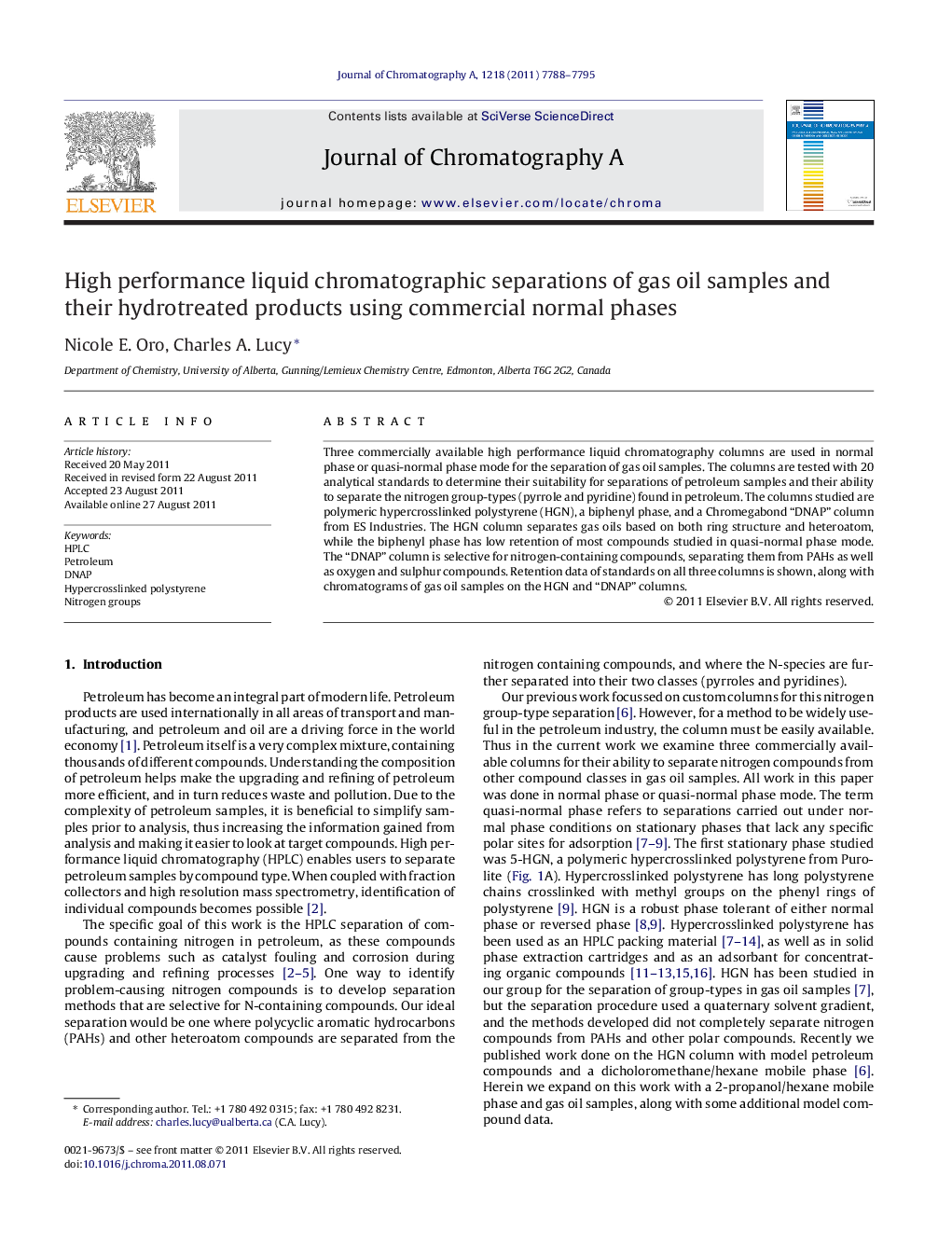 High performance liquid chromatographic separations of gas oil samples and their hydrotreated products using commercial normal phases