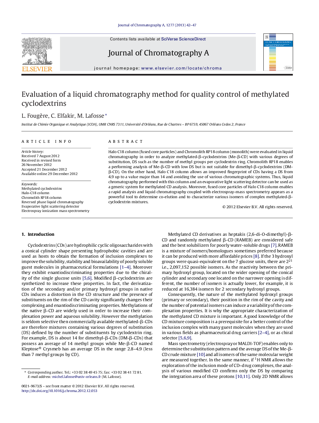 Evaluation of a liquid chromatography method for quality control of methylated cyclodextrins