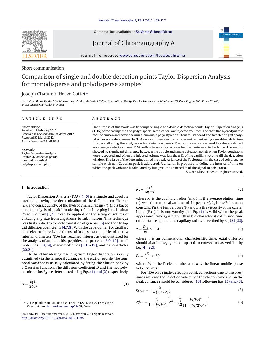 Comparison of single and double detection points Taylor Dispersion Analysis for monodisperse and polydisperse samples