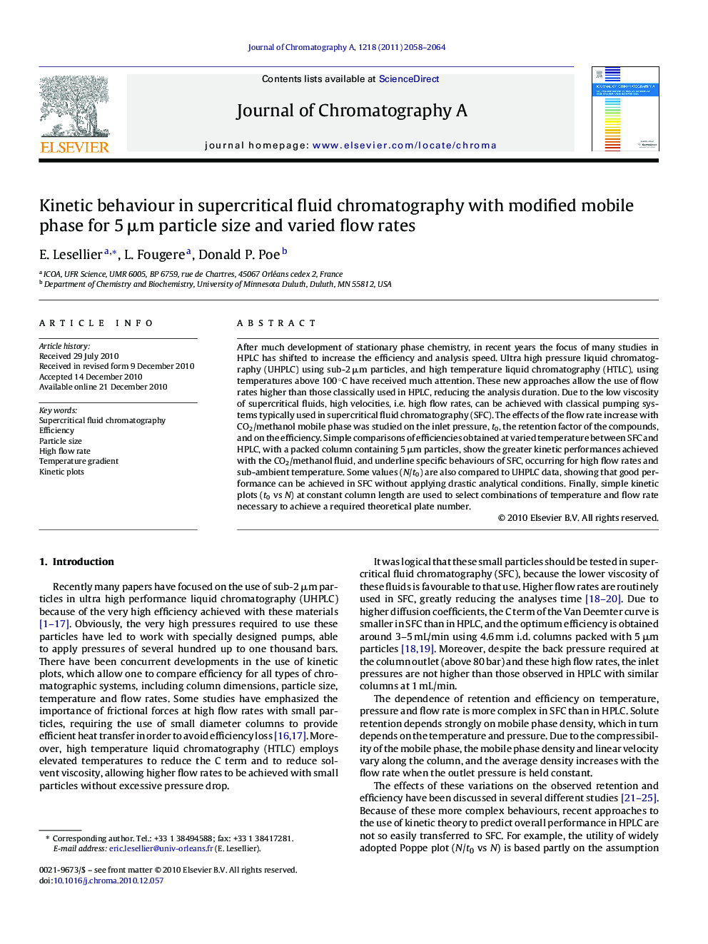 Kinetic behaviour in supercritical fluid chromatography with modified mobile phase for 5 μm particle size and varied flow rates