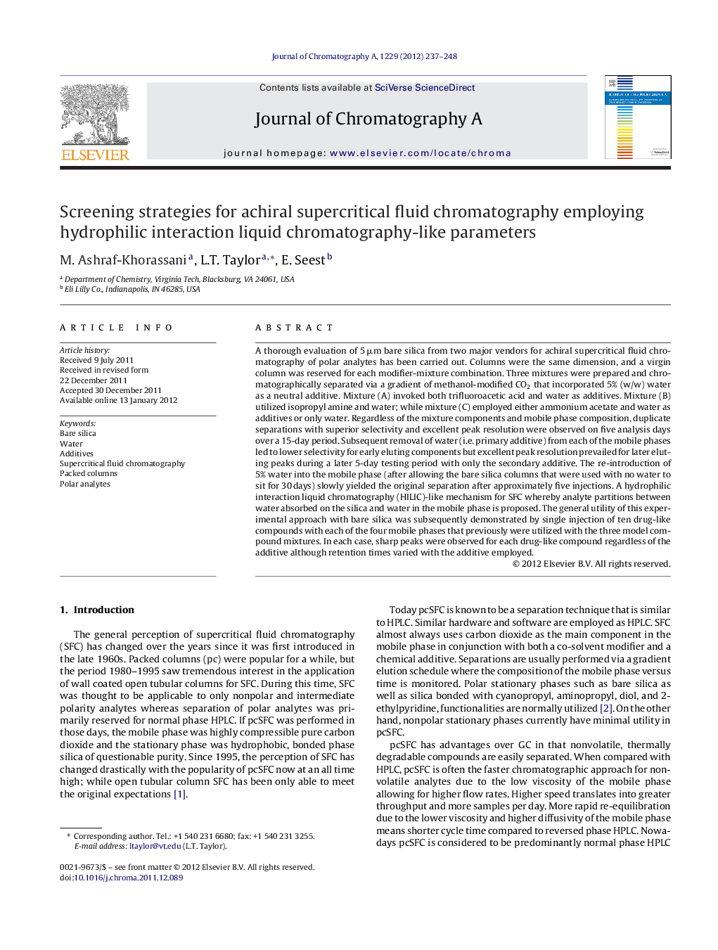 Screening strategies for achiral supercritical fluid chromatography employing hydrophilic interaction liquid chromatography-like parameters