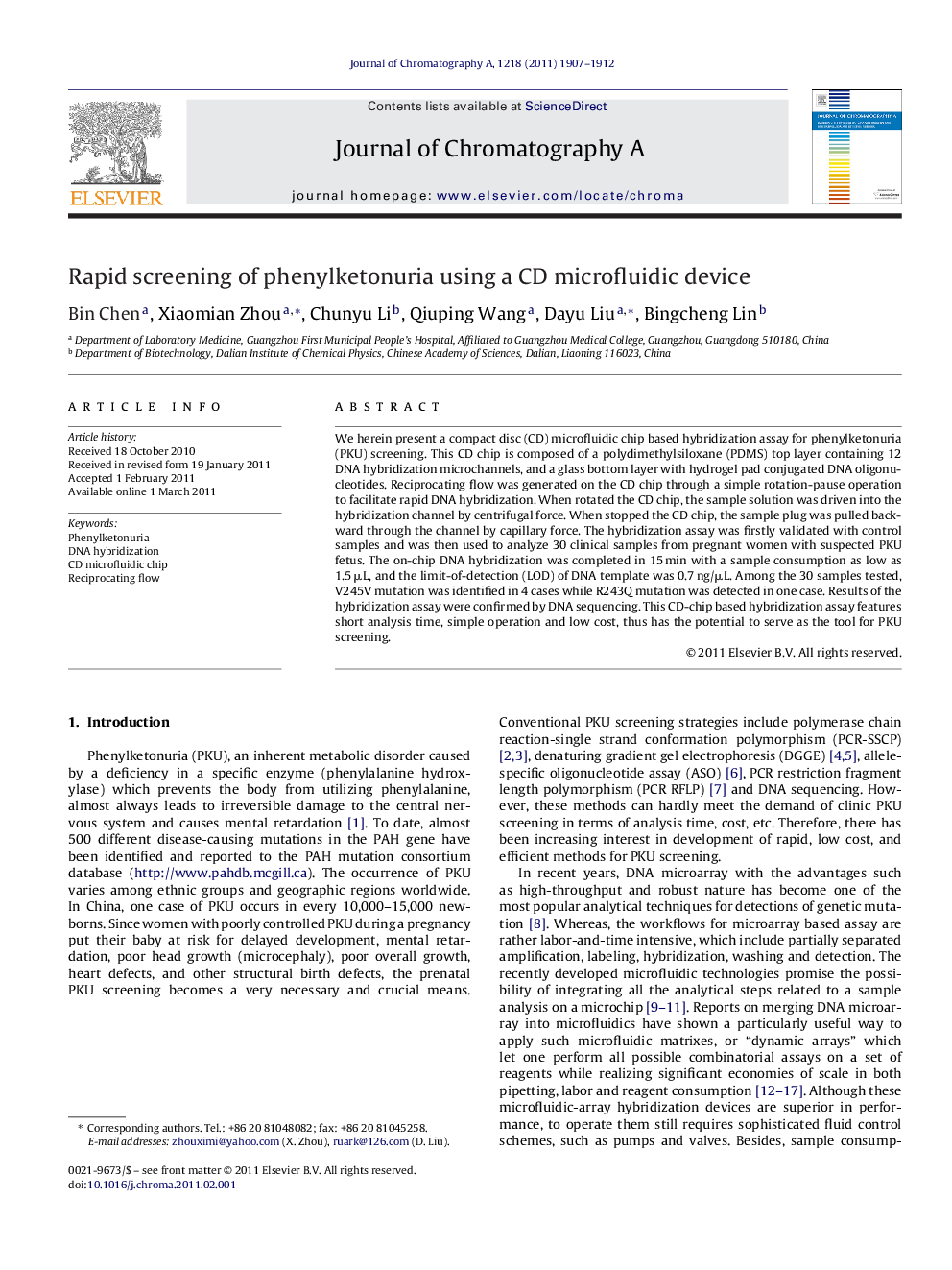 Rapid screening of phenylketonuria using a CD microfluidic device