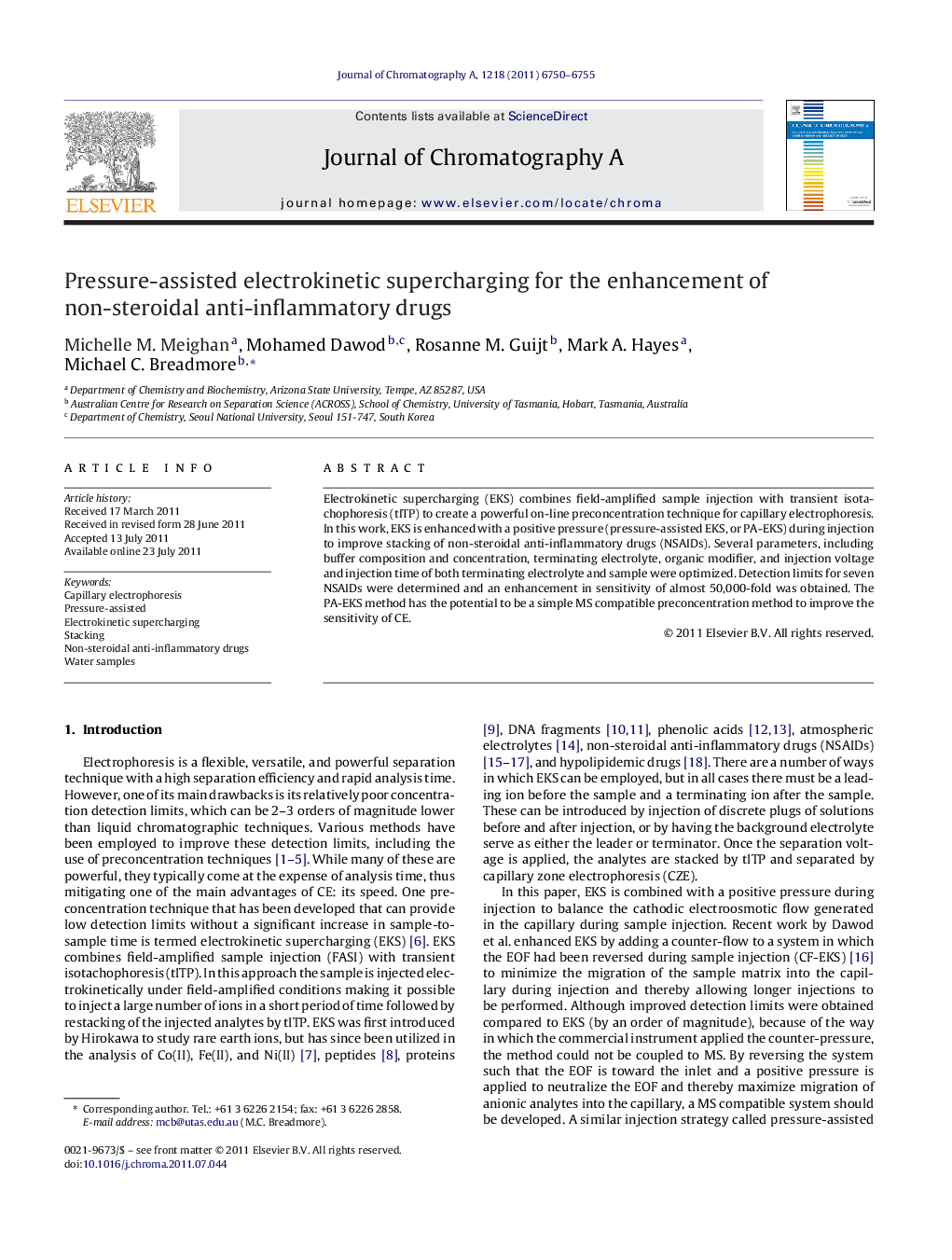 Pressure-assisted electrokinetic supercharging for the enhancement of non-steroidal anti-inflammatory drugs