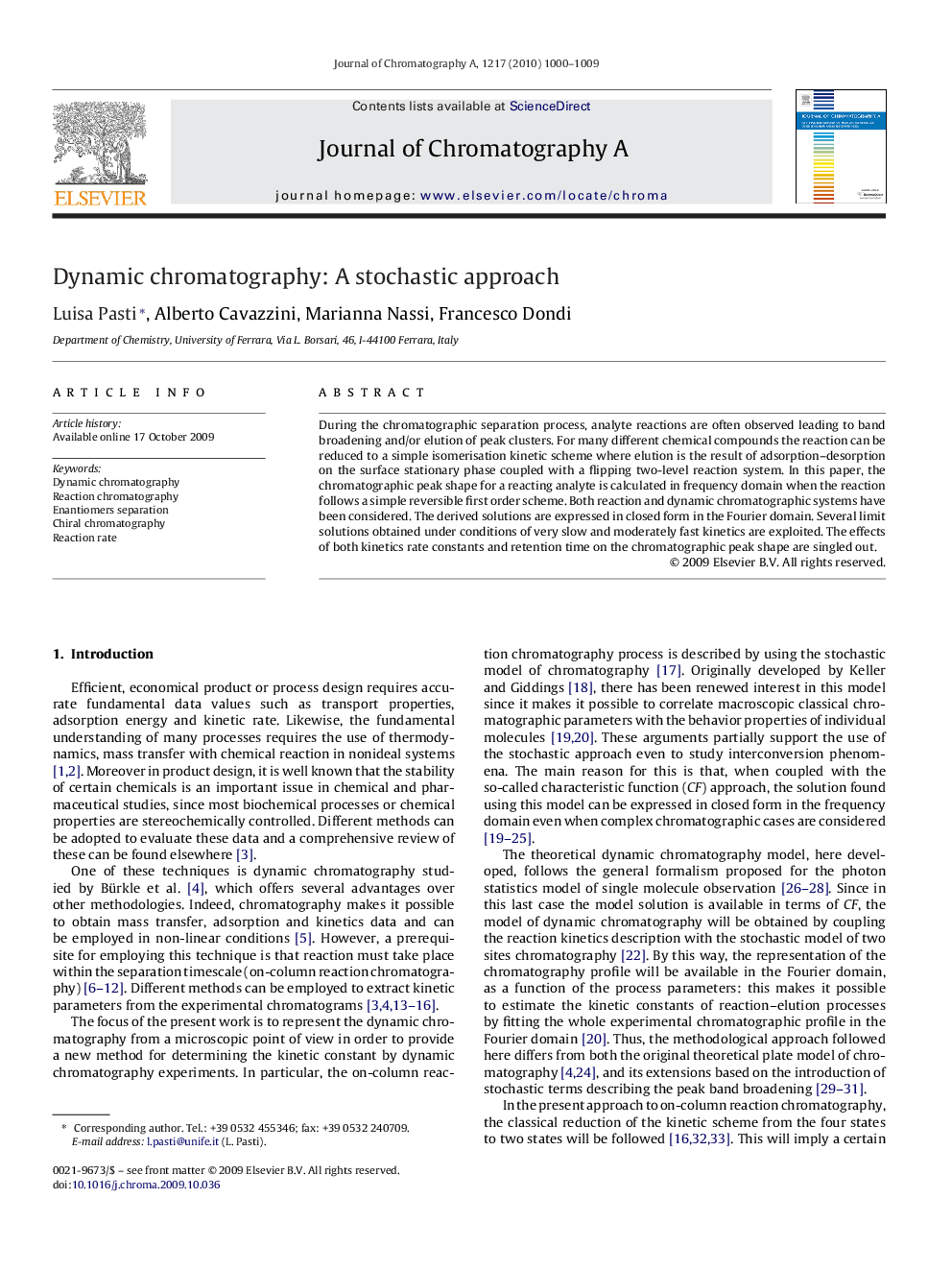 Dynamic chromatography: A stochastic approach