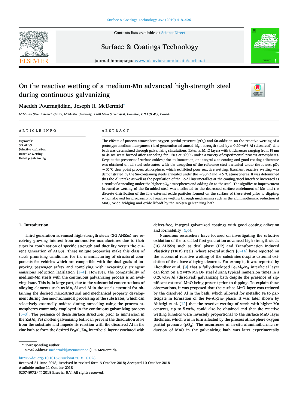 On the reactive wetting of a medium-Mn advanced high-strength steel during continuous galvanizing