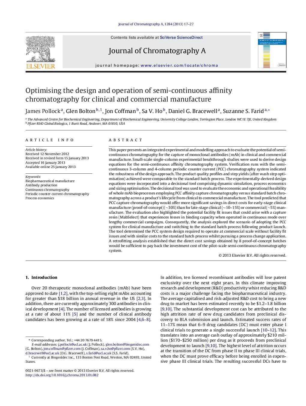 Optimising the design and operation of semi-continuous affinity chromatography for clinical and commercial manufacture