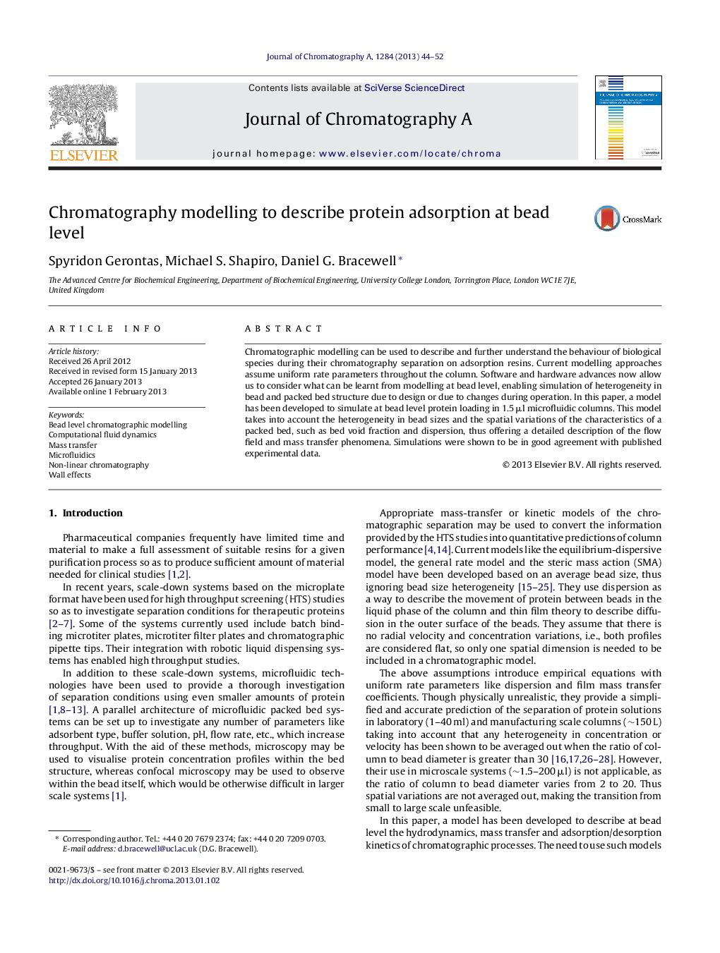 Chromatography modelling to describe protein adsorption at bead level