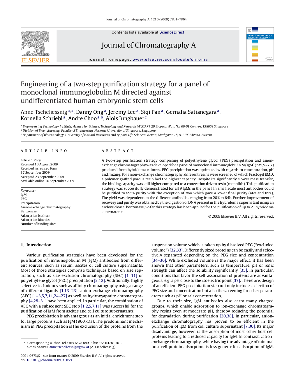 Engineering of a two-step purification strategy for a panel of monoclonal immunoglobulin M directed against undifferentiated human embryonic stem cells