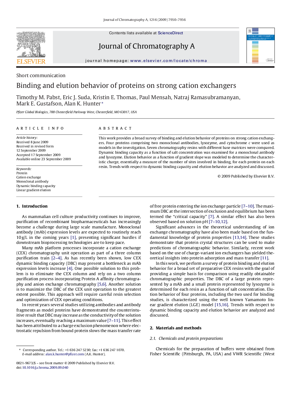 Binding and elution behavior of proteins on strong cation exchangers