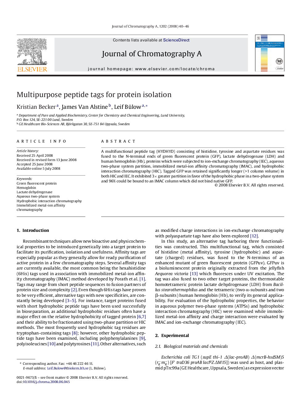 Multipurpose peptide tags for protein isolation