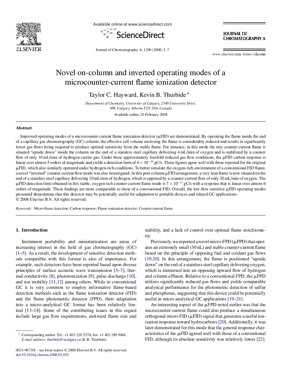 Novel on-column and inverted operating modes of a microcounter-current flame ionization detector