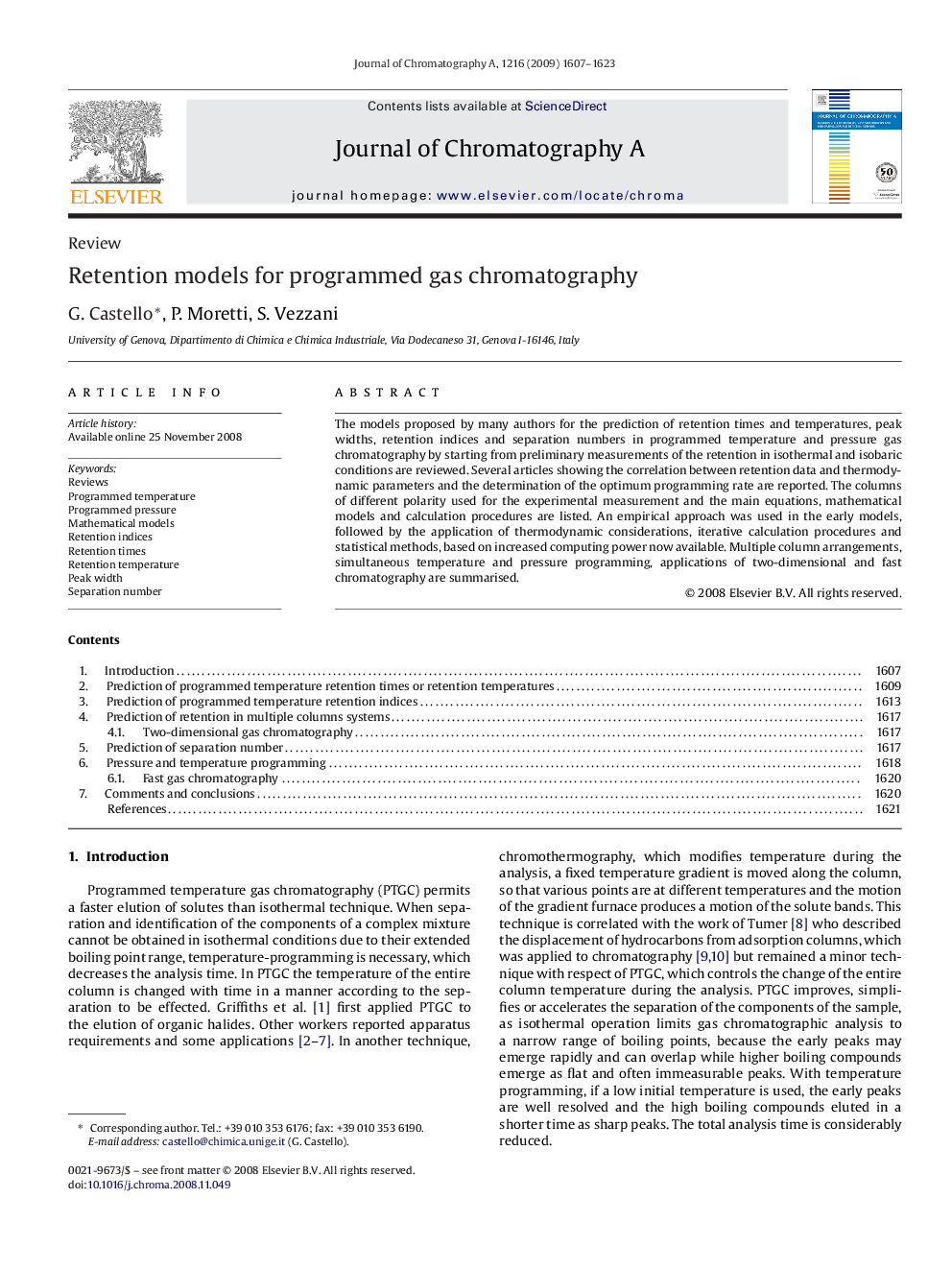 Retention models for programmed gas chromatography