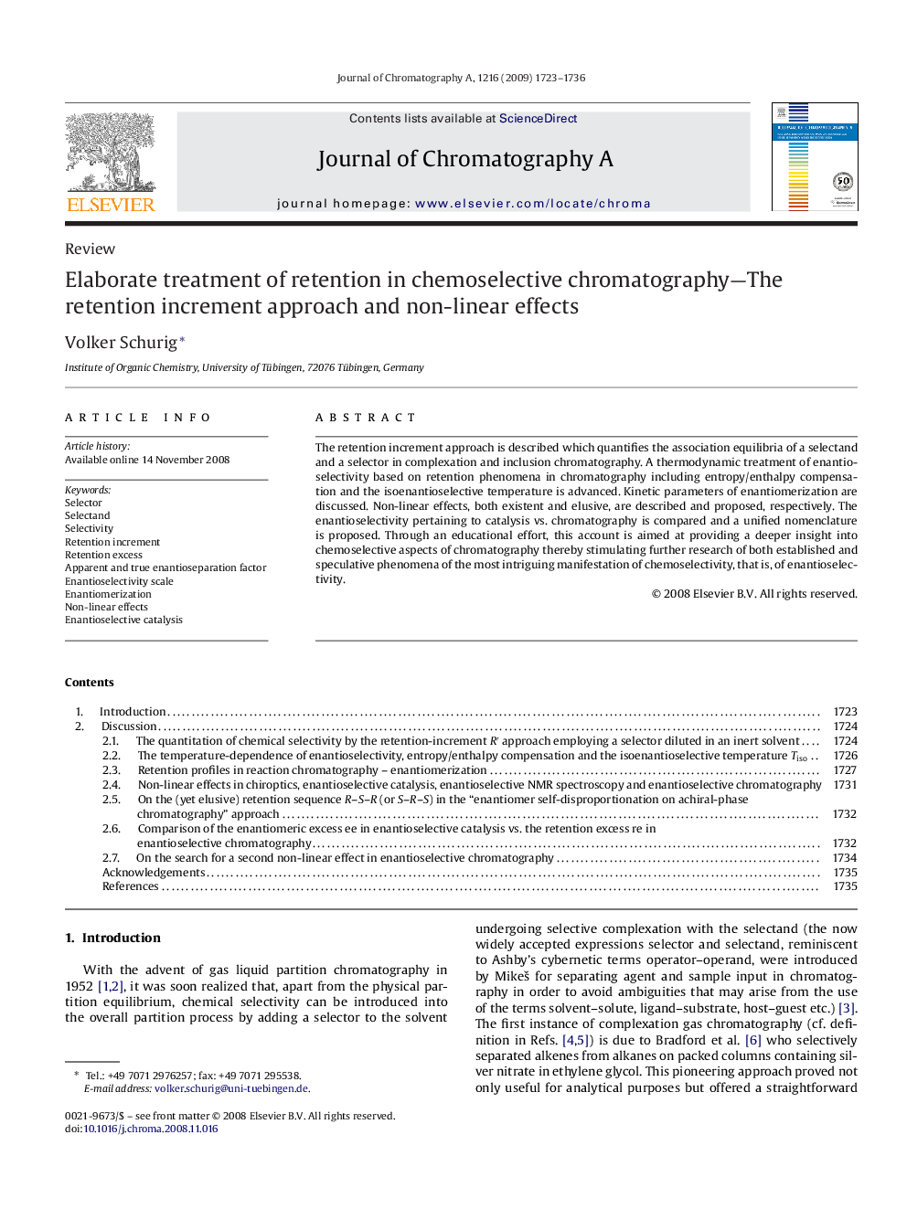 Elaborate treatment of retention in chemoselective chromatography-The retention increment approach and non-linear effects