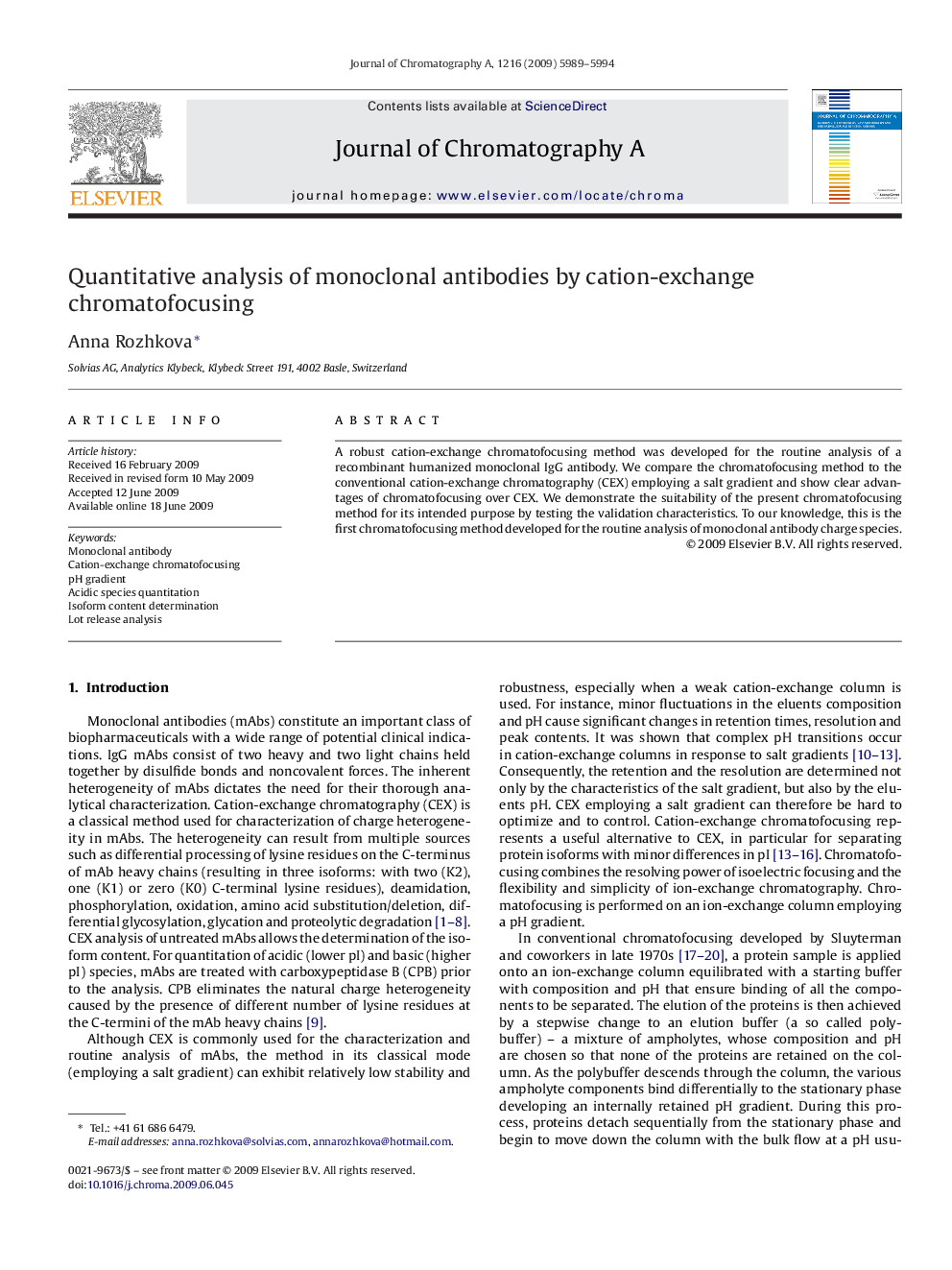 Quantitative analysis of monoclonal antibodies by cation-exchange chromatofocusing