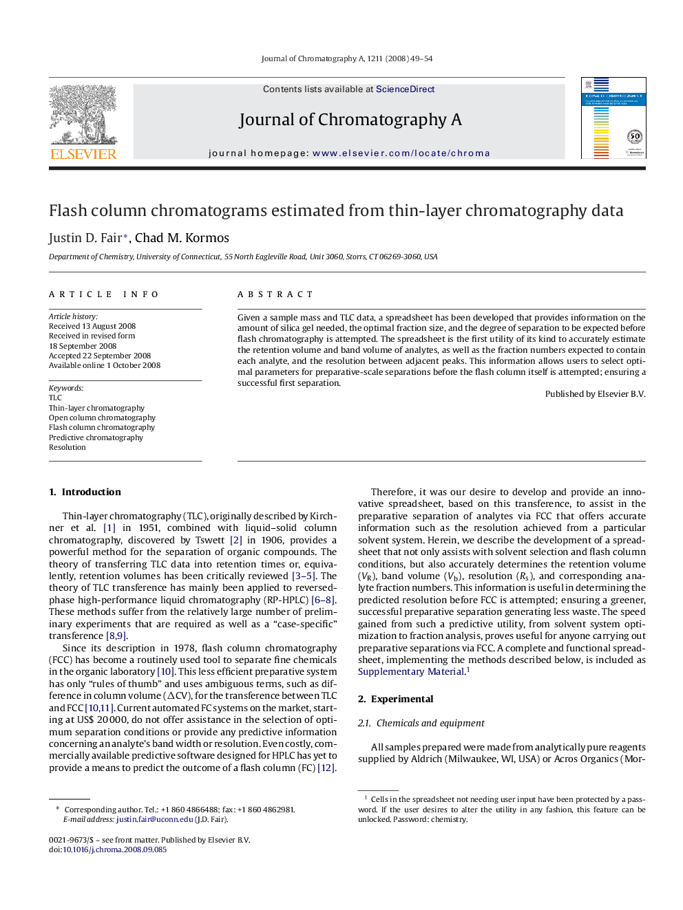 Flash column chromatograms estimated from thin-layer chromatography data