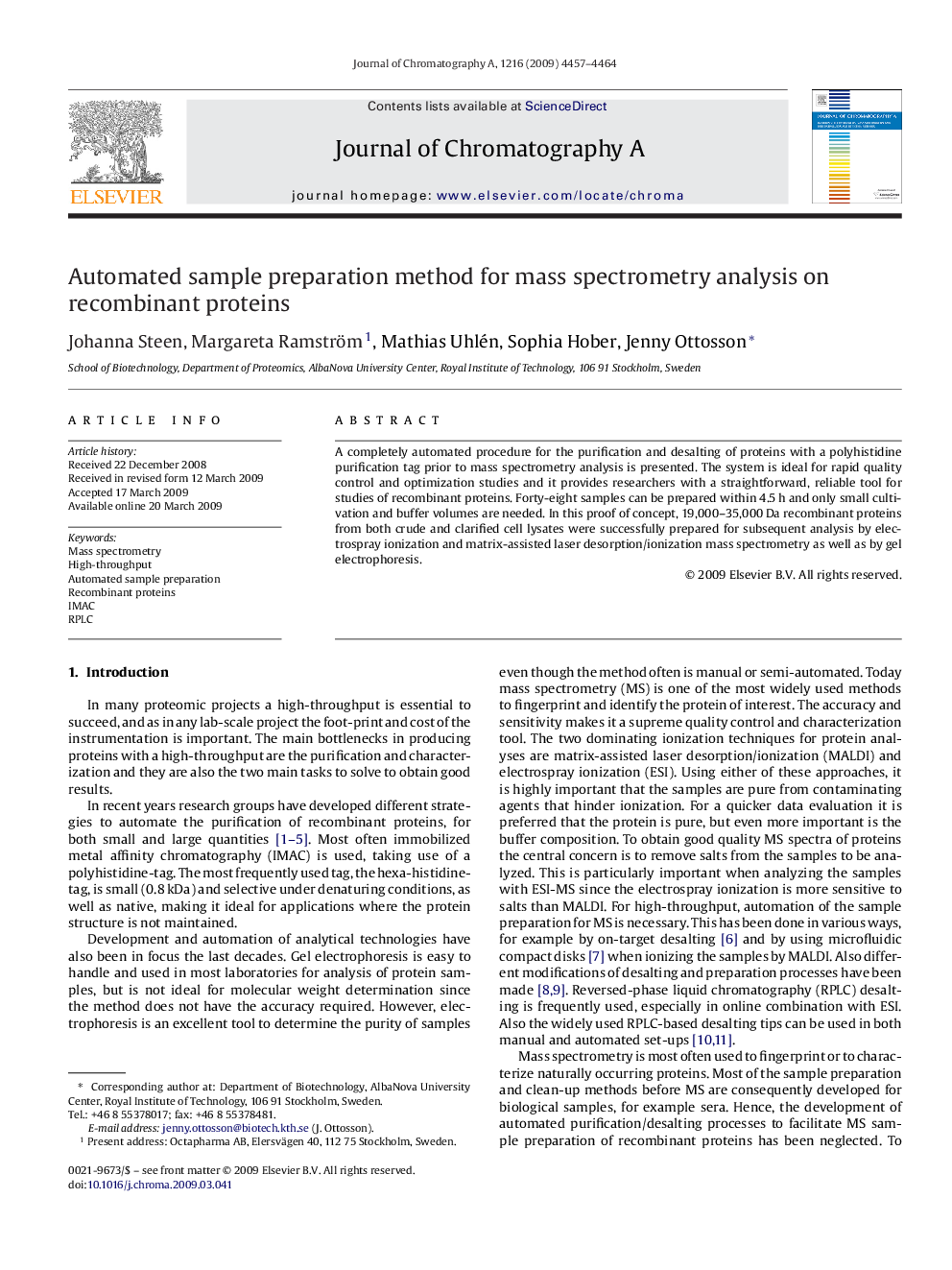 Automated sample preparation method for mass spectrometry analysis on recombinant proteins