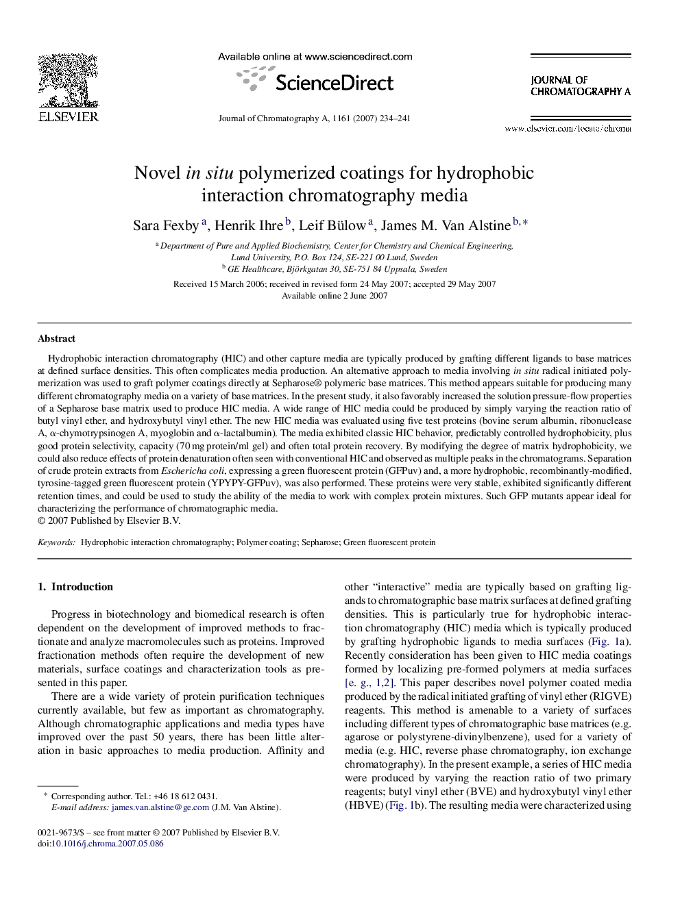 Novel in situ polymerized coatings for hydrophobic interaction chromatography media