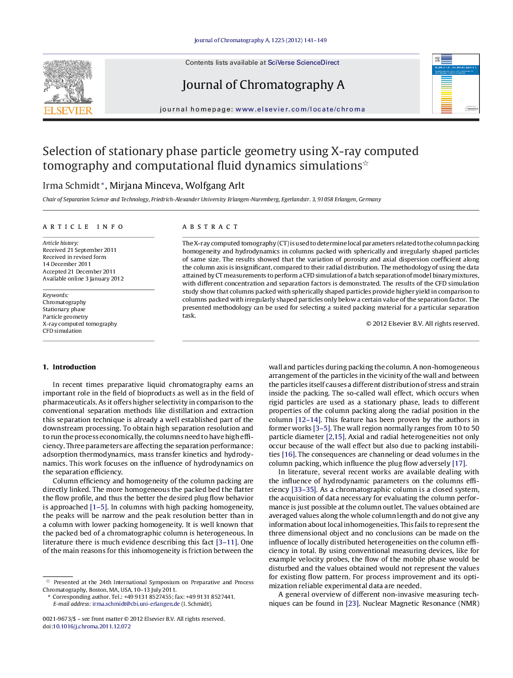 Selection of stationary phase particle geometry using X-ray computed tomography and computational fluid dynamics simulations 