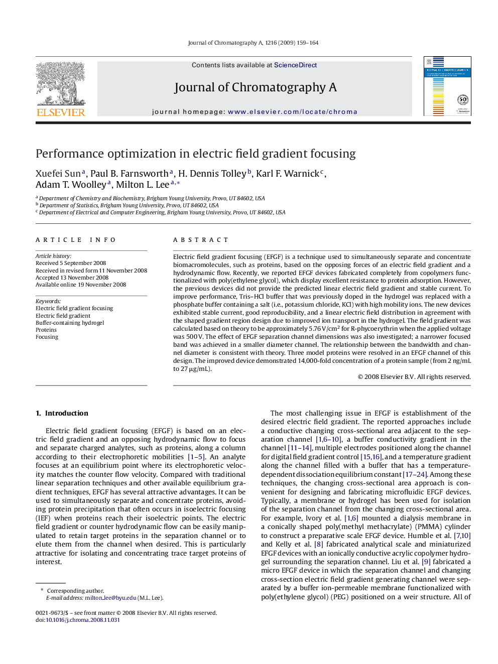 Performance optimization in electric field gradient focusing